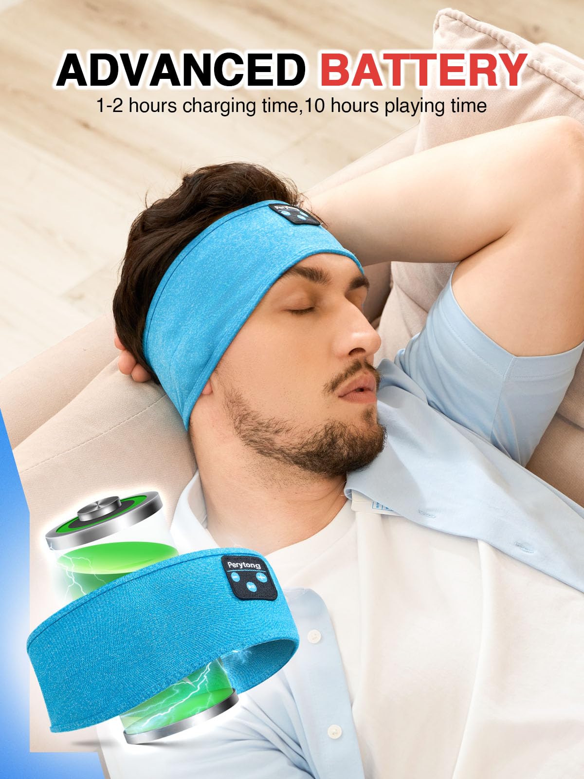Perytong Sleep Headphones Wireless, Bluetooth Sports Headband Headphones with Ul - Perytong Official Product View 5
