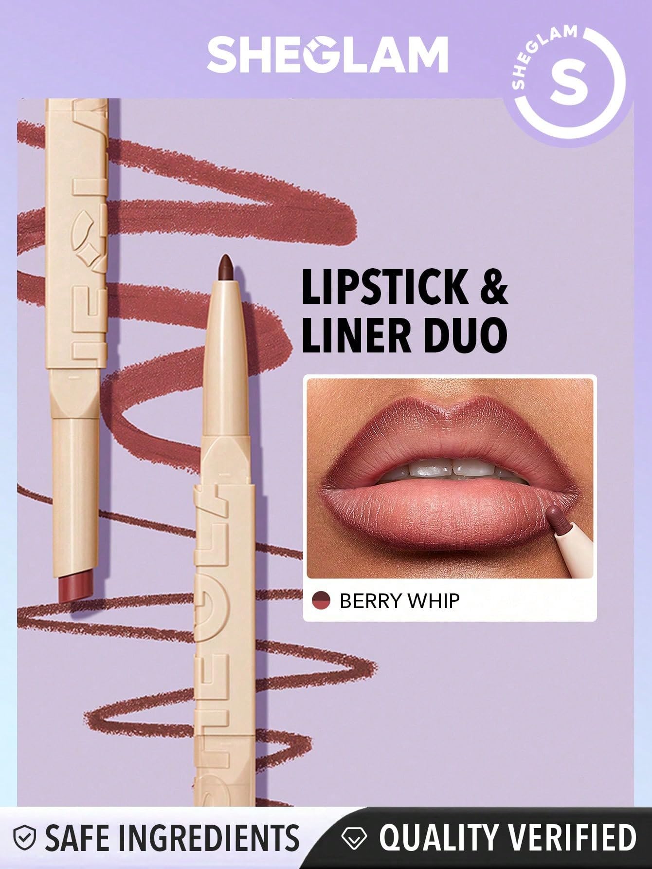 SHEGLAM 2 In 1 Matte Lip Liner and Long Lasting Lipstick Set Makeup-Be - View 3