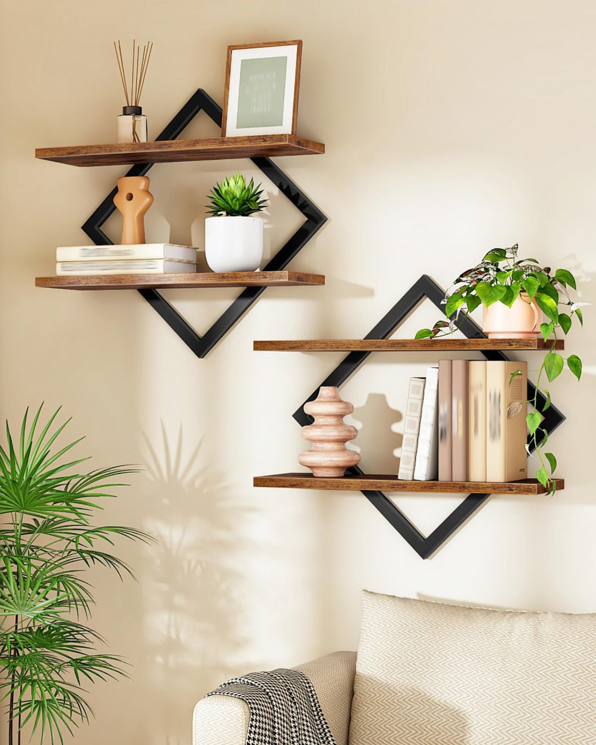 Floating Shelves Set of 2 Wall Shelves 2 Tier Hanging - CHOEZON Official Imagery - 1