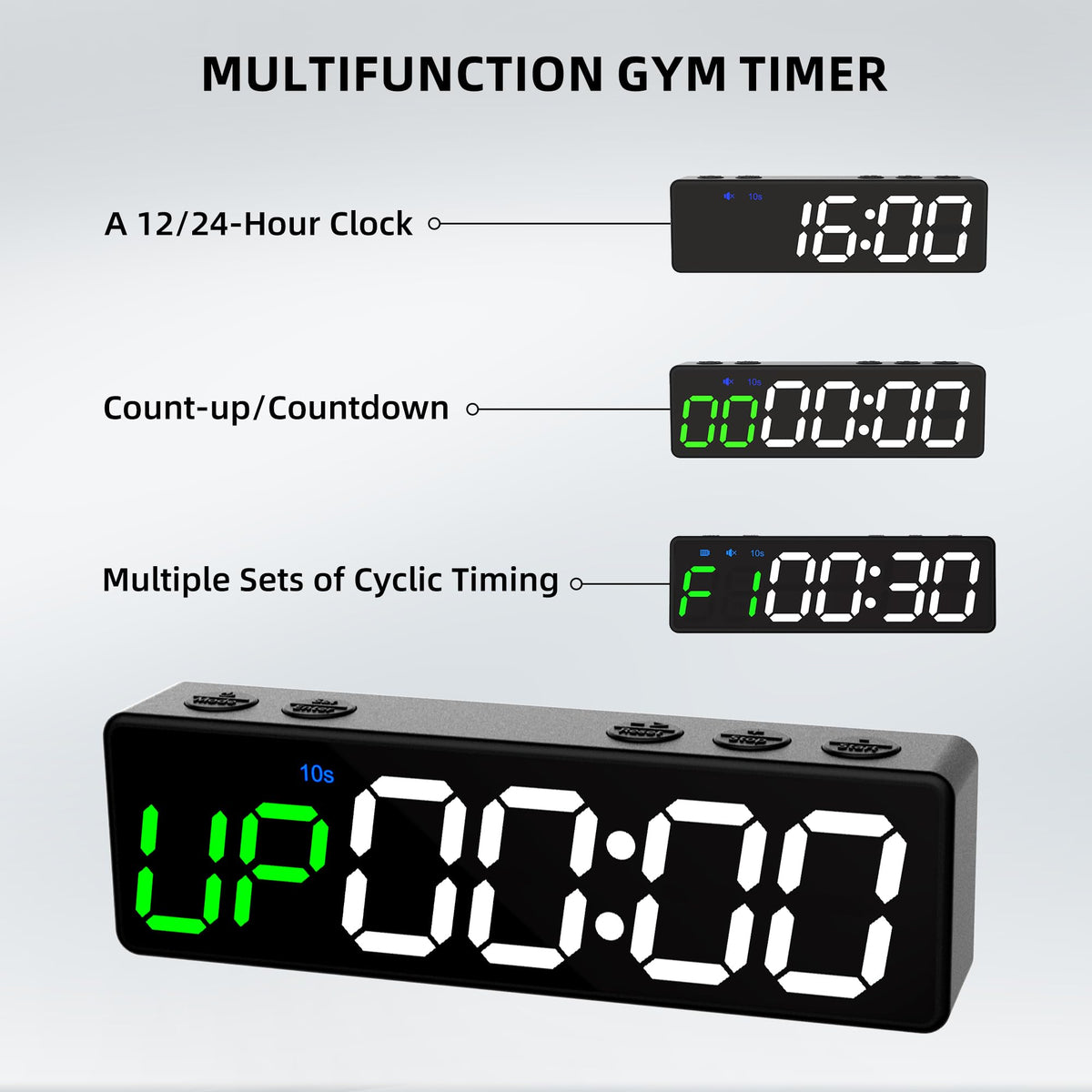 Mini Portable Gym Timer Clock Large LED Digital Display - BXF SPORTS Official Imagery - 8