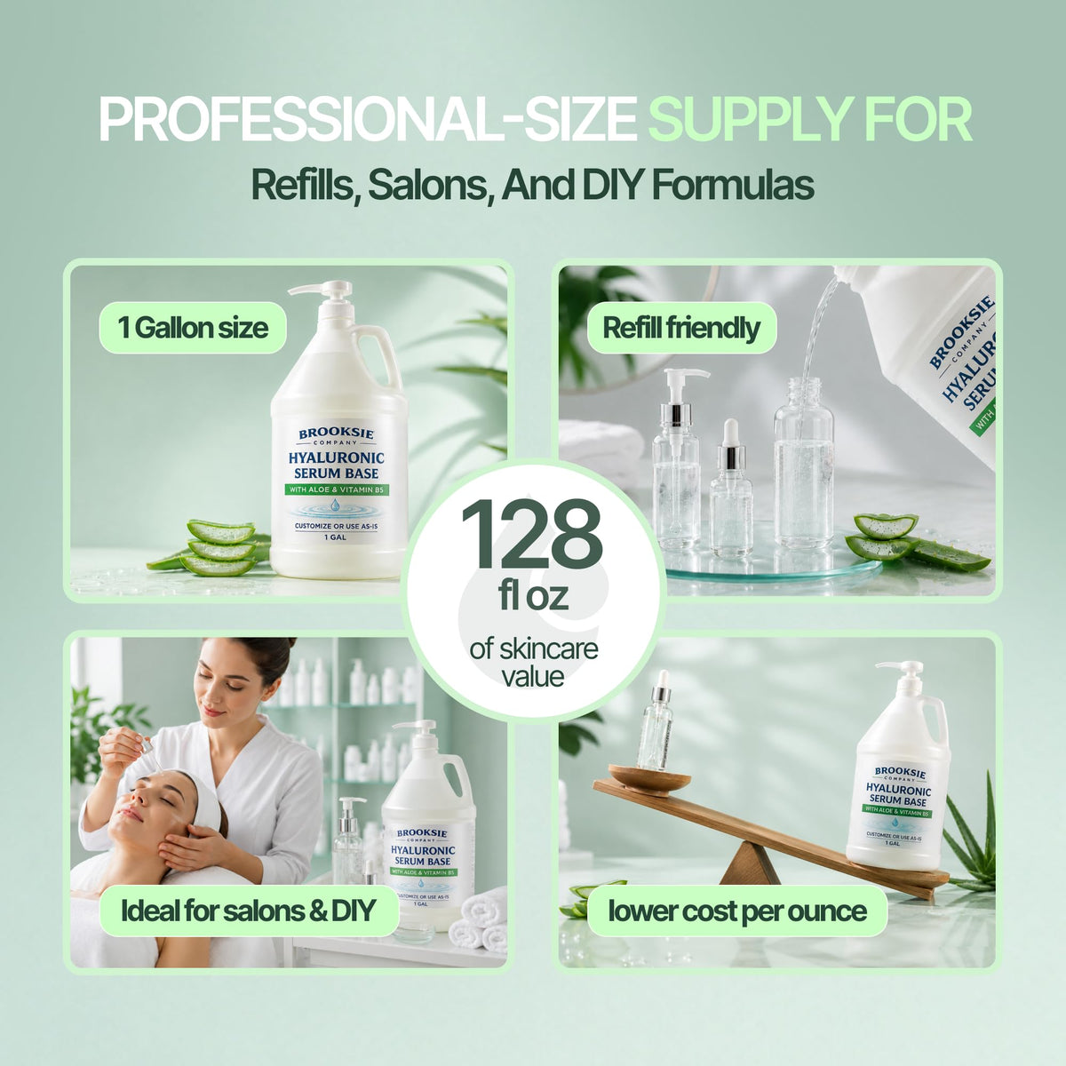 Hyaluronic Acid Serum 1 Gallon With Aloe and Vitamin B5 - Brooksie Naturals Official Imagery - 6