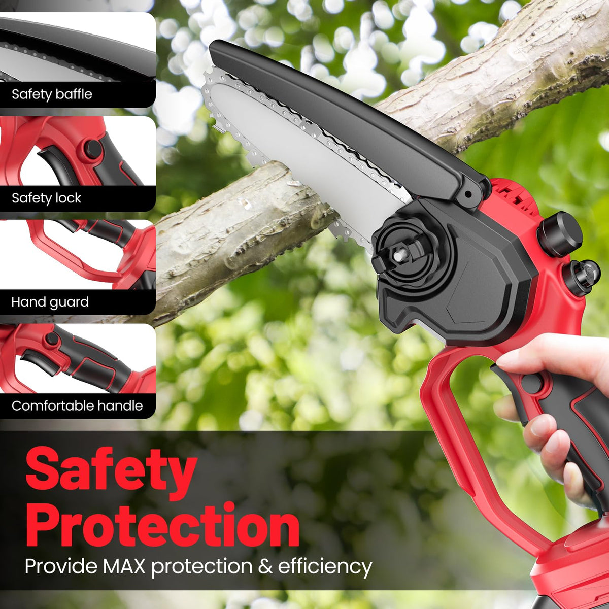 Mini Chainsaw Cordless 6 Inch Handheld Chainsaw with Auto - Ohenjoy Official Imagery - 8
