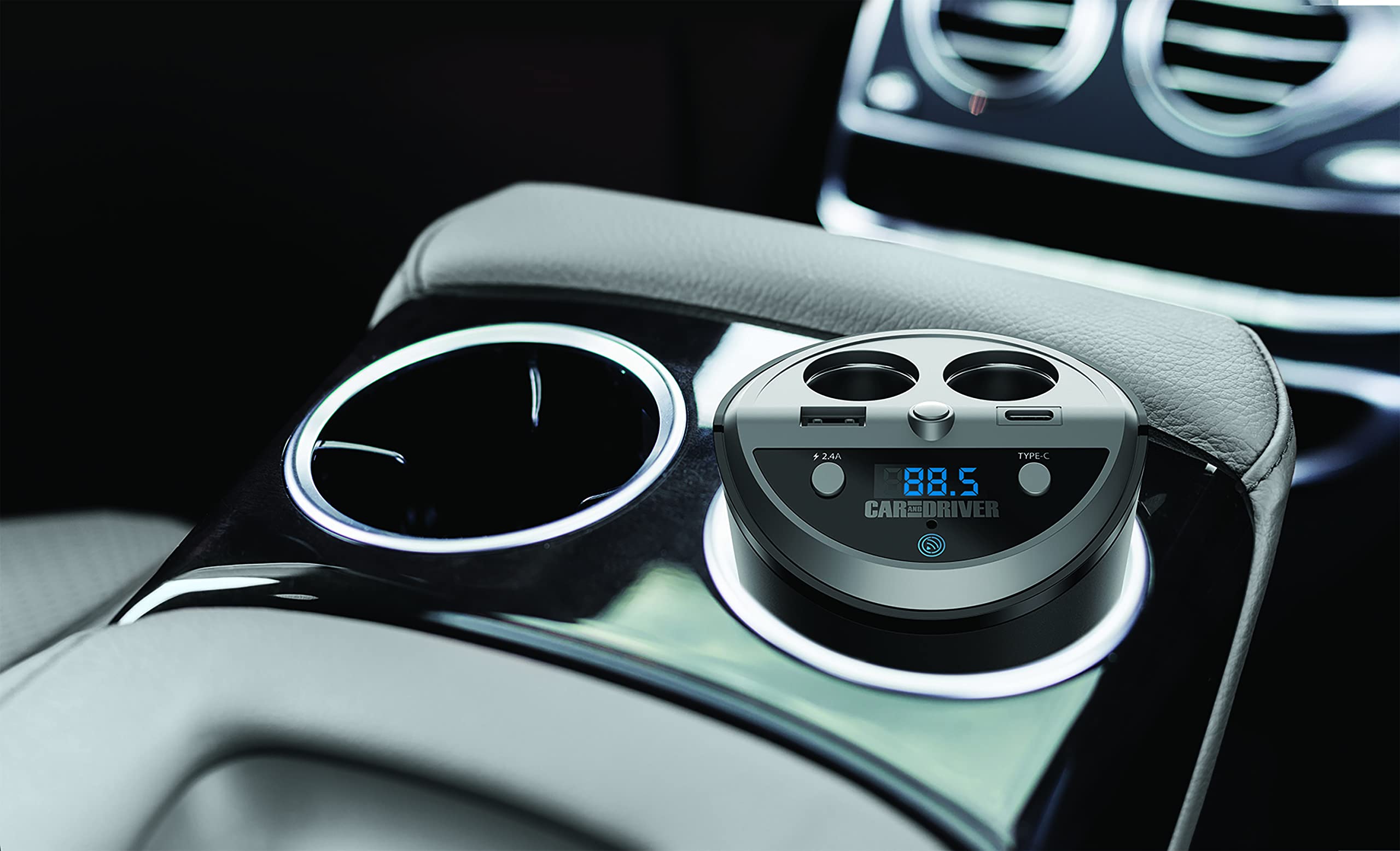 Car and Driver Smart FM Transmitter Bluetooth Cup Holder, Compati by Car and Driver - Angle View 3