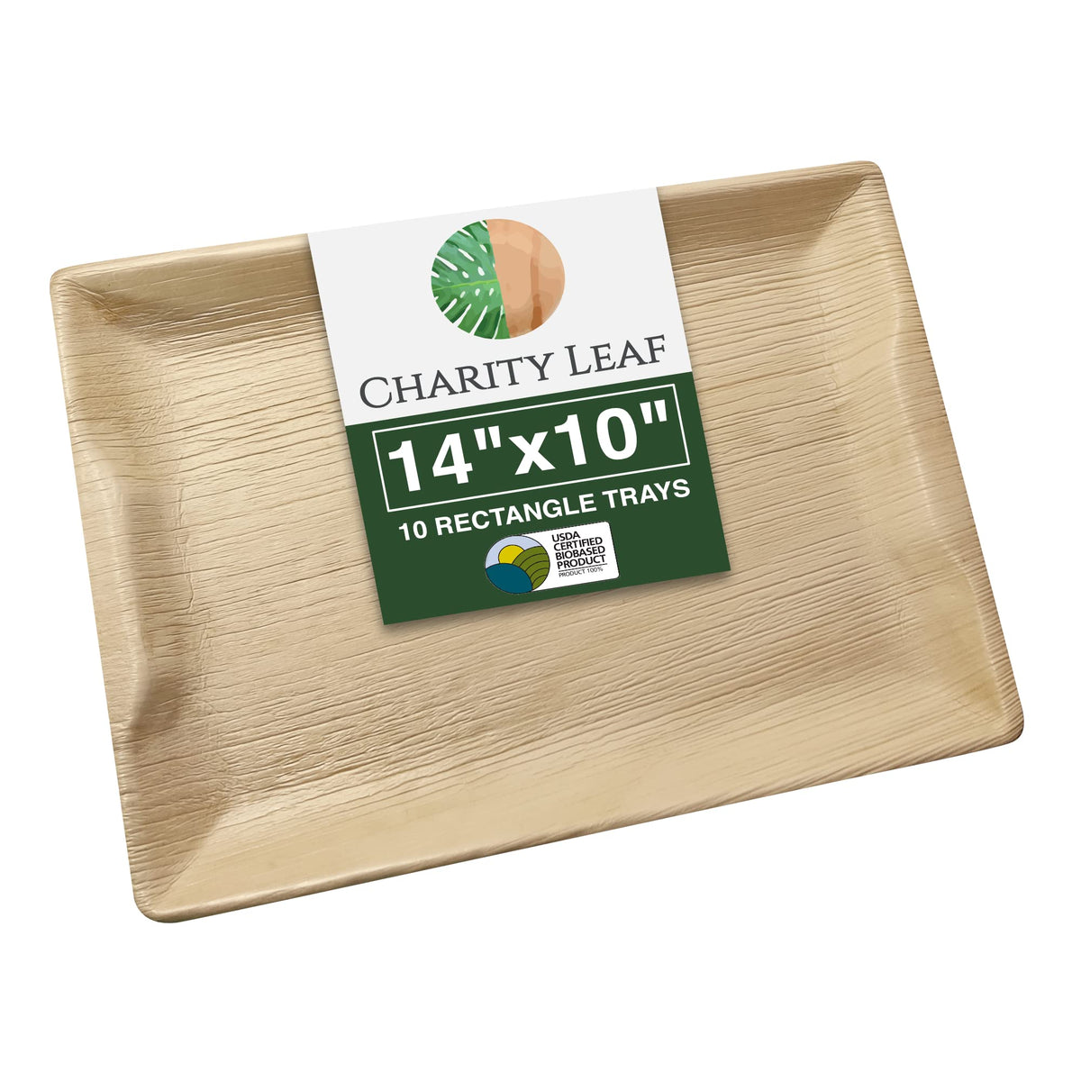 Disposable Bamboo 14 x 10 Trays Bamboo Serving Platters - Charity Leaf Official Imagery - 1
