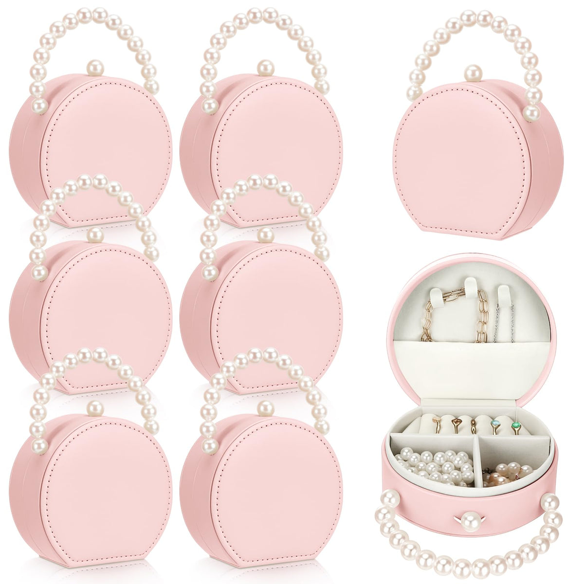 8 Pack Travel Jewelry Case Gifts Box Bulk Mini Bridesmaid - Weysat Official Imagery - 8