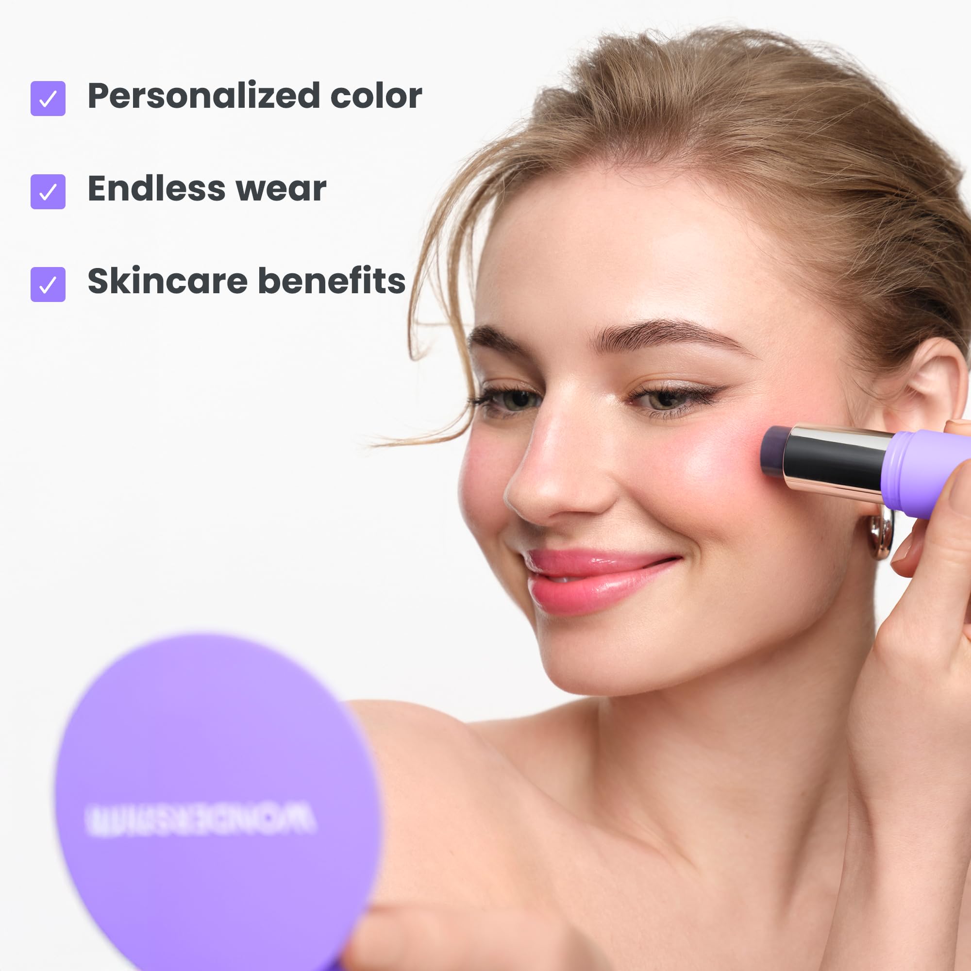 Wonderskin Cream Blush Stick pH-Activated - pHlush Stick, Blush for Ch - View 5