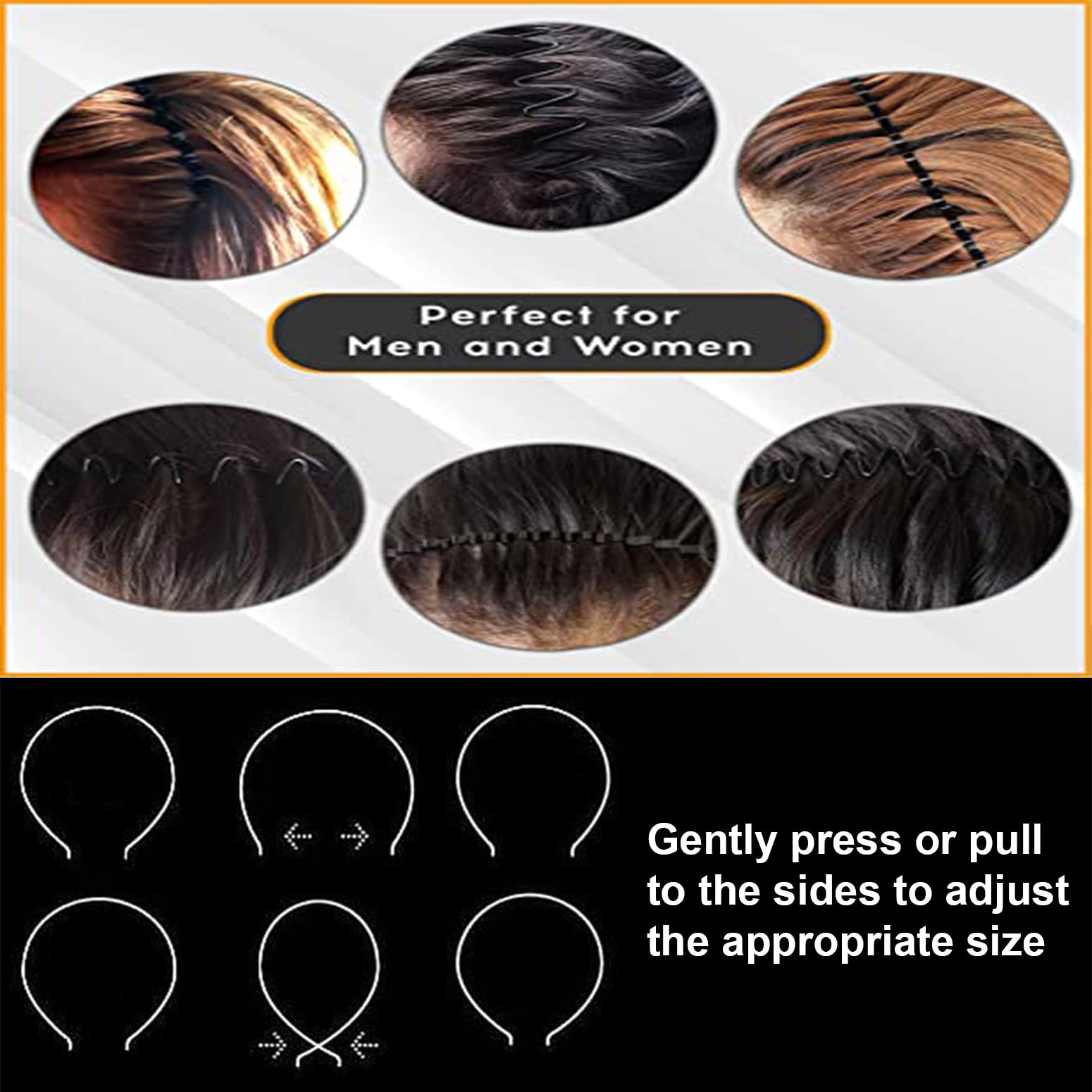 Metal Headband for Men, Non Slip Wave Hair Band, Flex Grip 6 Pcs - KELUBATU Official Product View 5