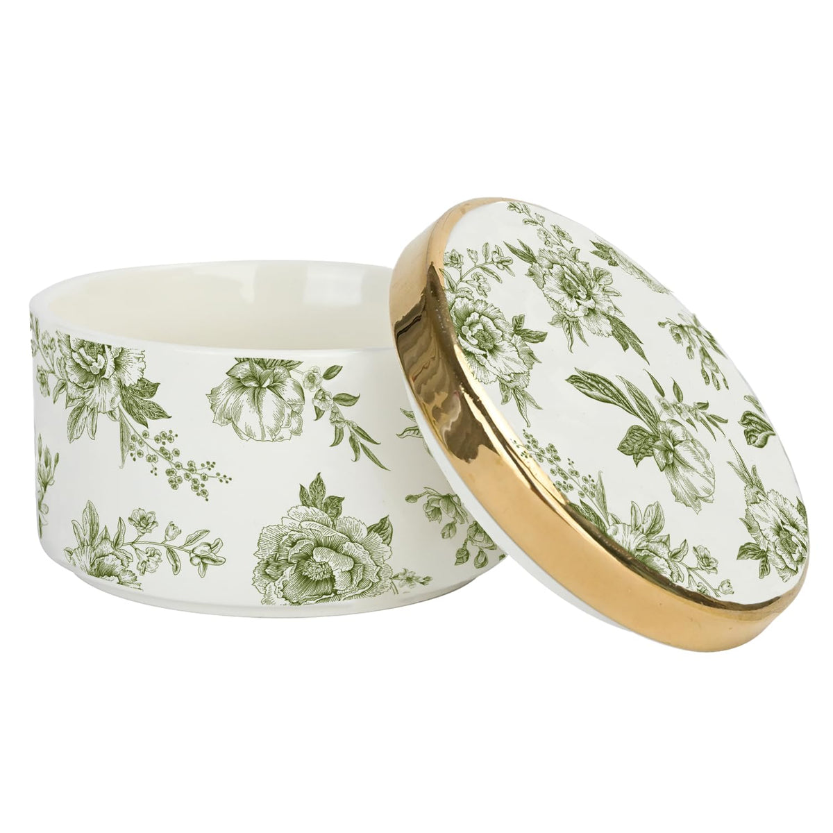 Sweet Water Decor Green Delft Round Trinket Box Jewelry - Sweet Water Decor Official Imagery - 1