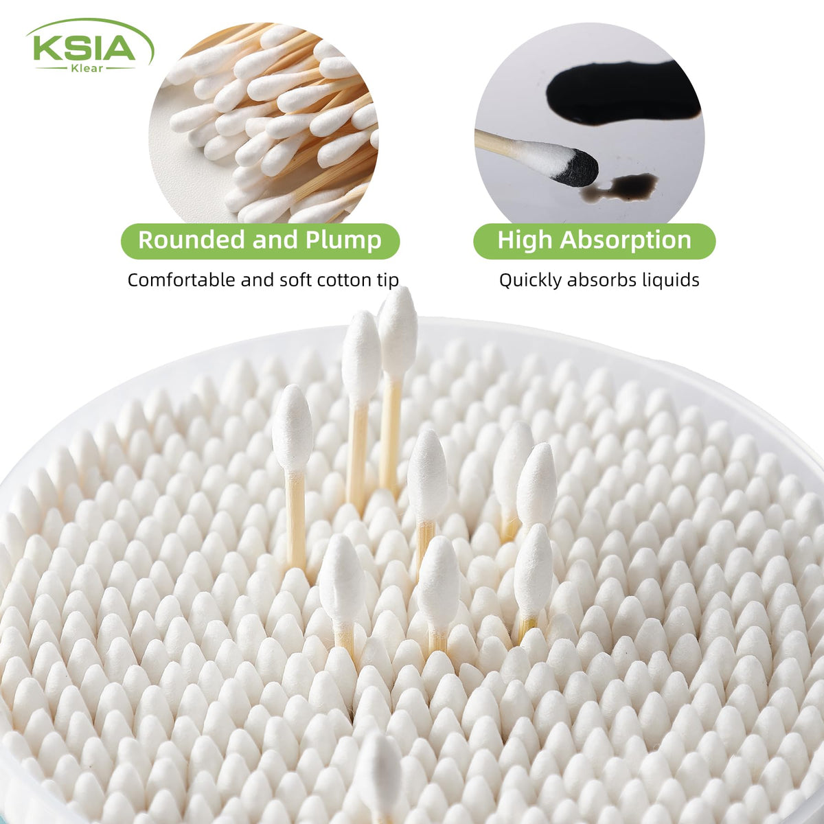 KSIA Klear Cotton Swabs 1000 Count Double Tipped Cotton Buds - KSIA Official Product Imagery - 4