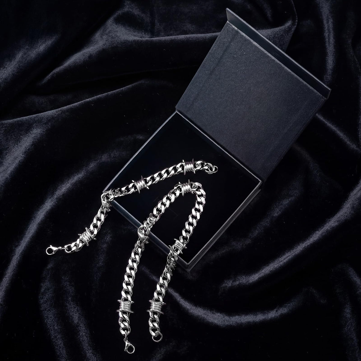 Kigeli Barbed Wire Necklace and Bracelet Set with Jewelry - Kigeli Official Imagery - 8
