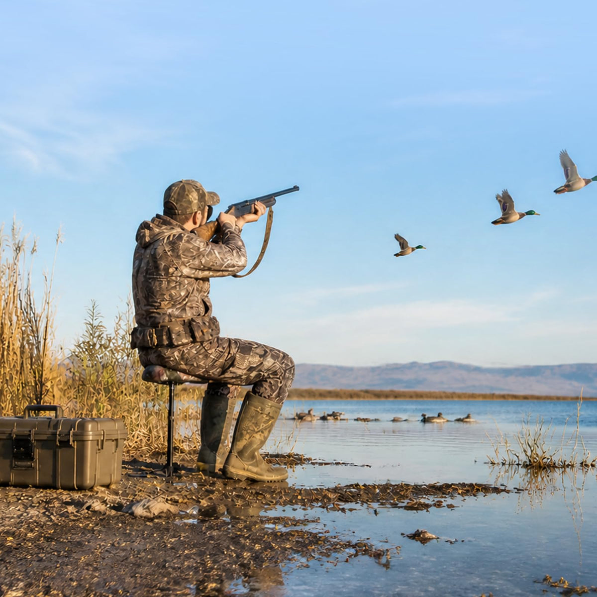 Mud Seat Camo Padded Marsh Seat Adjustable Hunting Seat for - ZAIXIA Official Imagery - 8