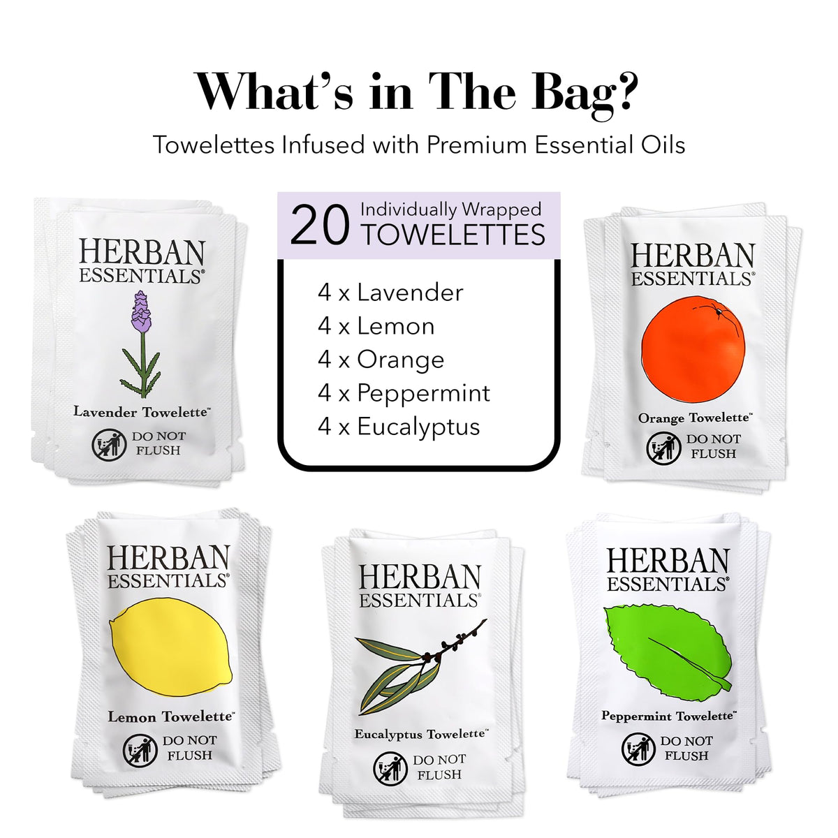Herban Essentials Natural Wipes Towelettes Essential Oil 20 - Herban Essentials Official Imagery - 3