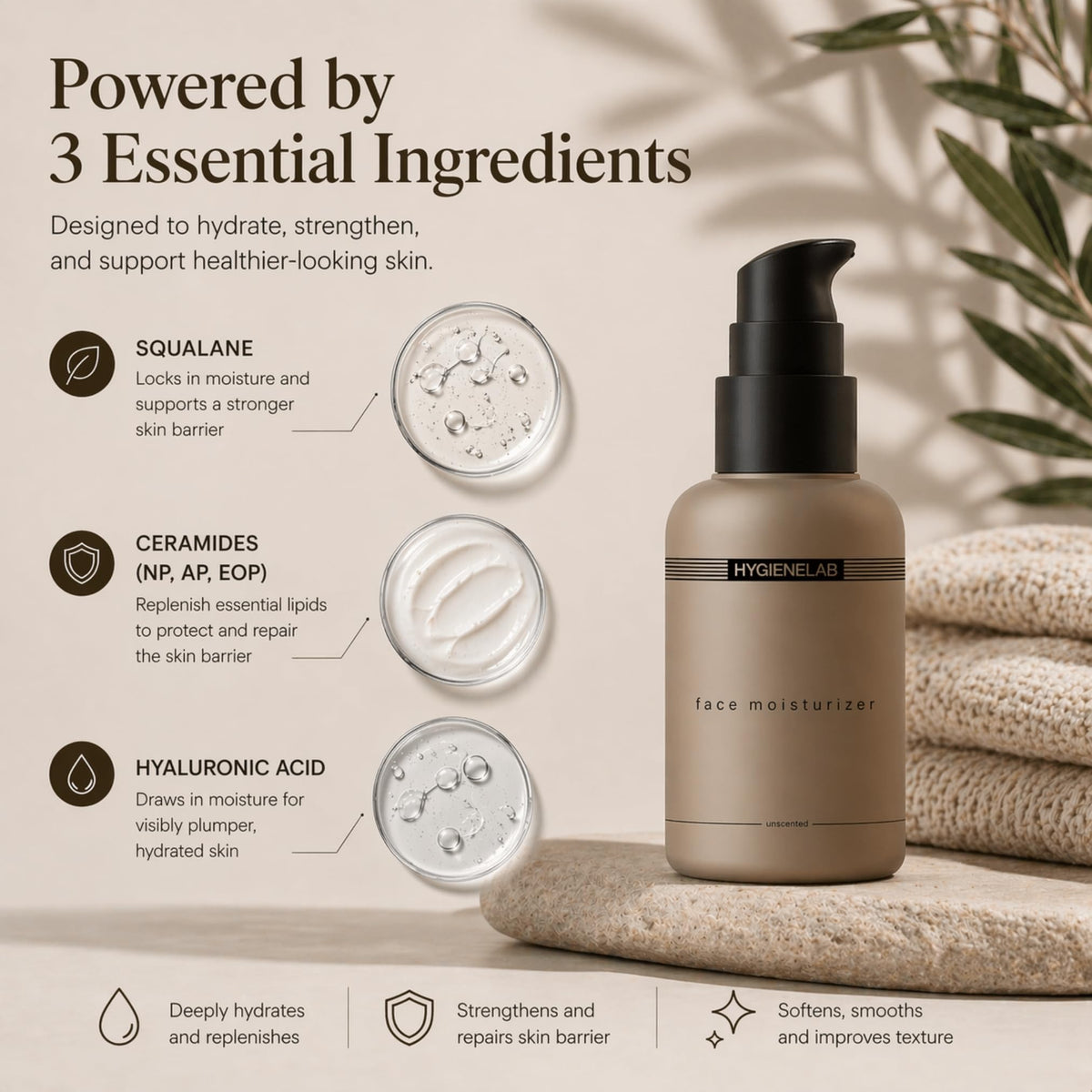 HygieneLab Face Moisturizer with Hyaluronic Acid Non Greasy - HygieneLab Official Imagery - 4