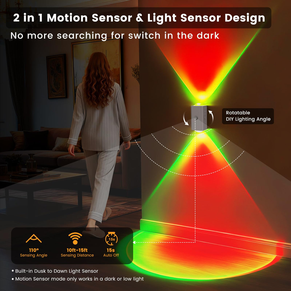 easuntec Motion Sensor Rechargeable Night Light Color - easuntec Official Imagery - 3