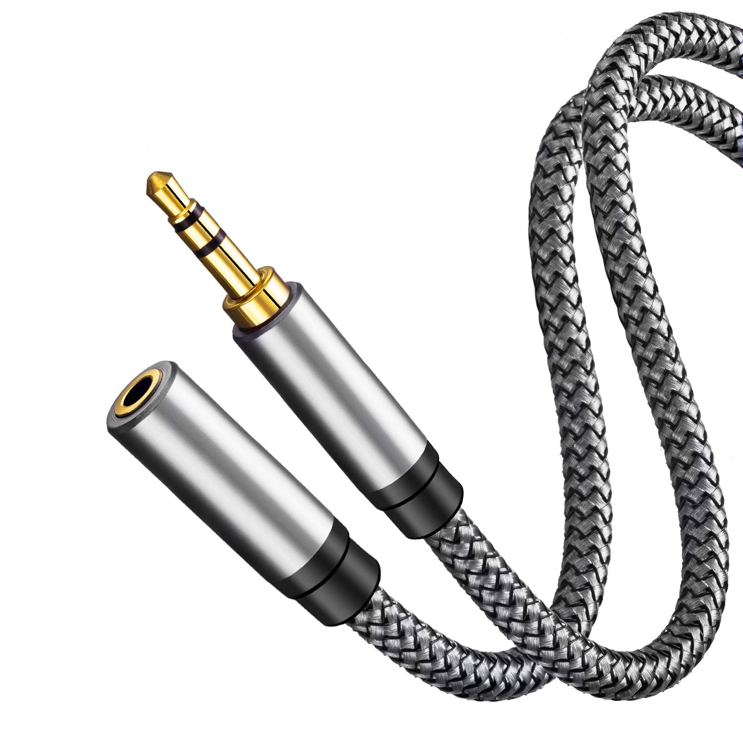 Tan QY 3.5mm Audio Extension Cable 1ft, Male to Female for Headph by Tan QY - Angle View 2