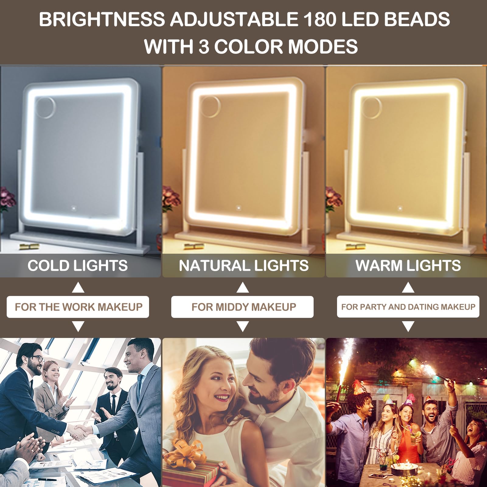 Gvnkvn Vanity Mirror with Lights, 17.3’’ LED Makeup Mirror Detach - Gvnkvn Official Product View 4