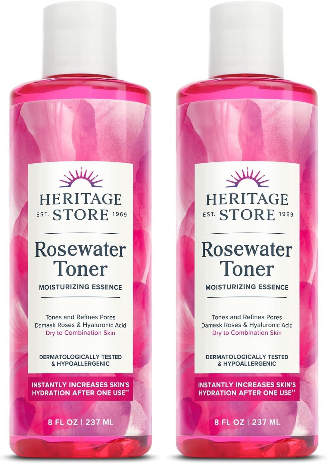 HERITAGE STORE Rosewater Facial Toner with Hyaluronic Acid, 8 fl oz - HERITAGE Official Product View 8