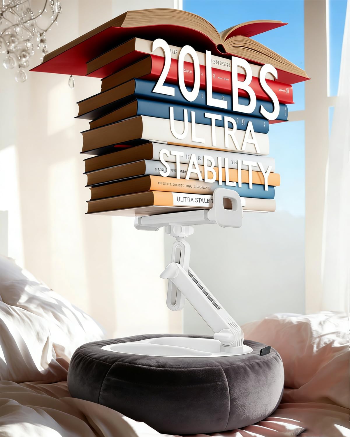Miledi Tablet Pillow Stand for Bed with Detachable Snack Bowl, Black - View 6