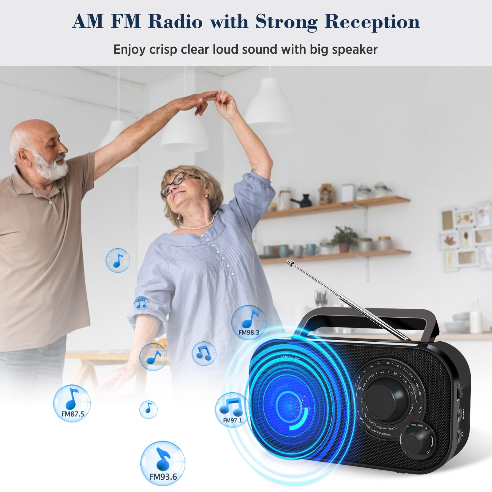 DreamSky AM FM Portable Radio – AC or Battery