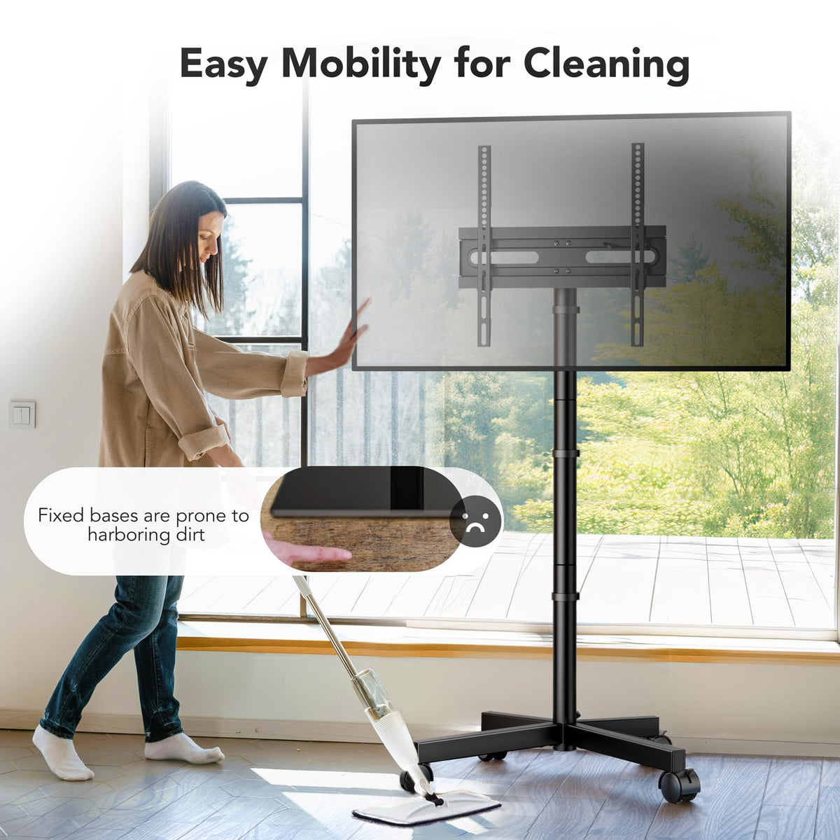 Mobile TV Cart Stand with Wheels for 23 60 tvs Height - AX WABER Official Imagery - 7