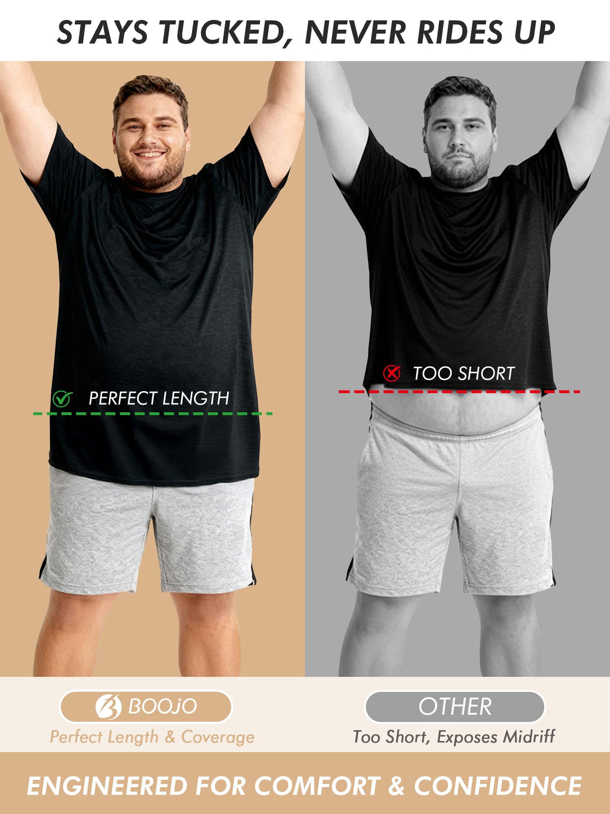 3 Pack Workout Mens Shirts Gym Quick Dry Moisture Wicking T - BOOJO Official Imagery - 4