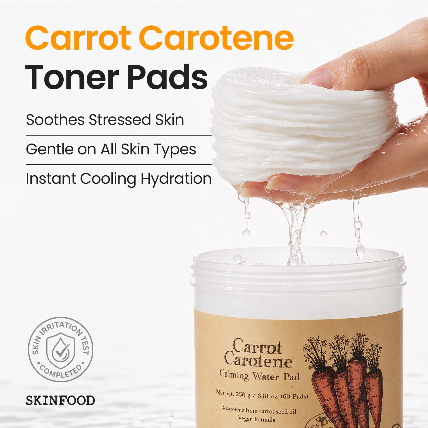 SKINFOOD Carrot Carotene Toner Pads, Hydrating &amp; Soothing, - SKINFOOD 1957