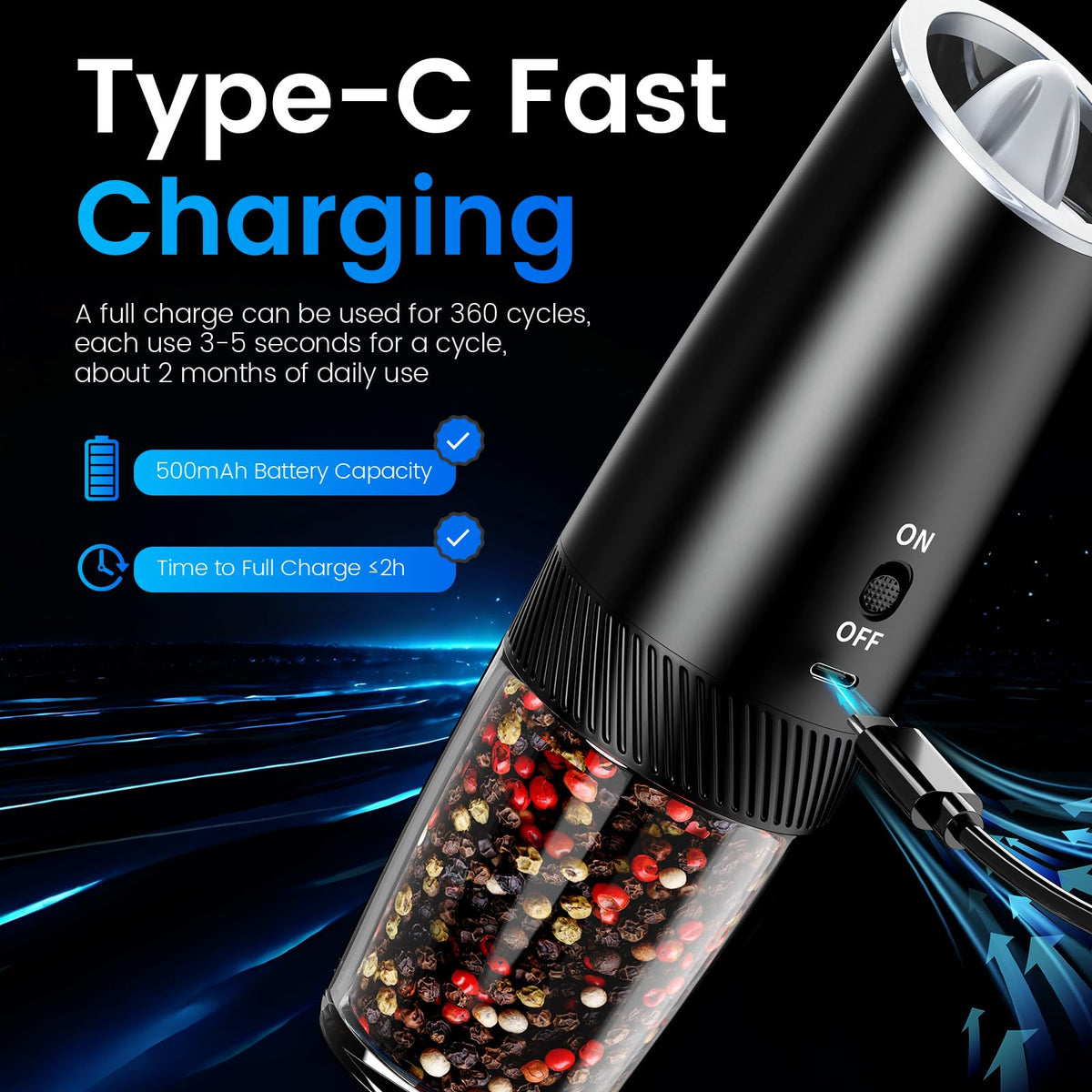 MealHelper Rechargeable Gravity Electric Salt and Pepper - MealHelper Official Imagery - 6