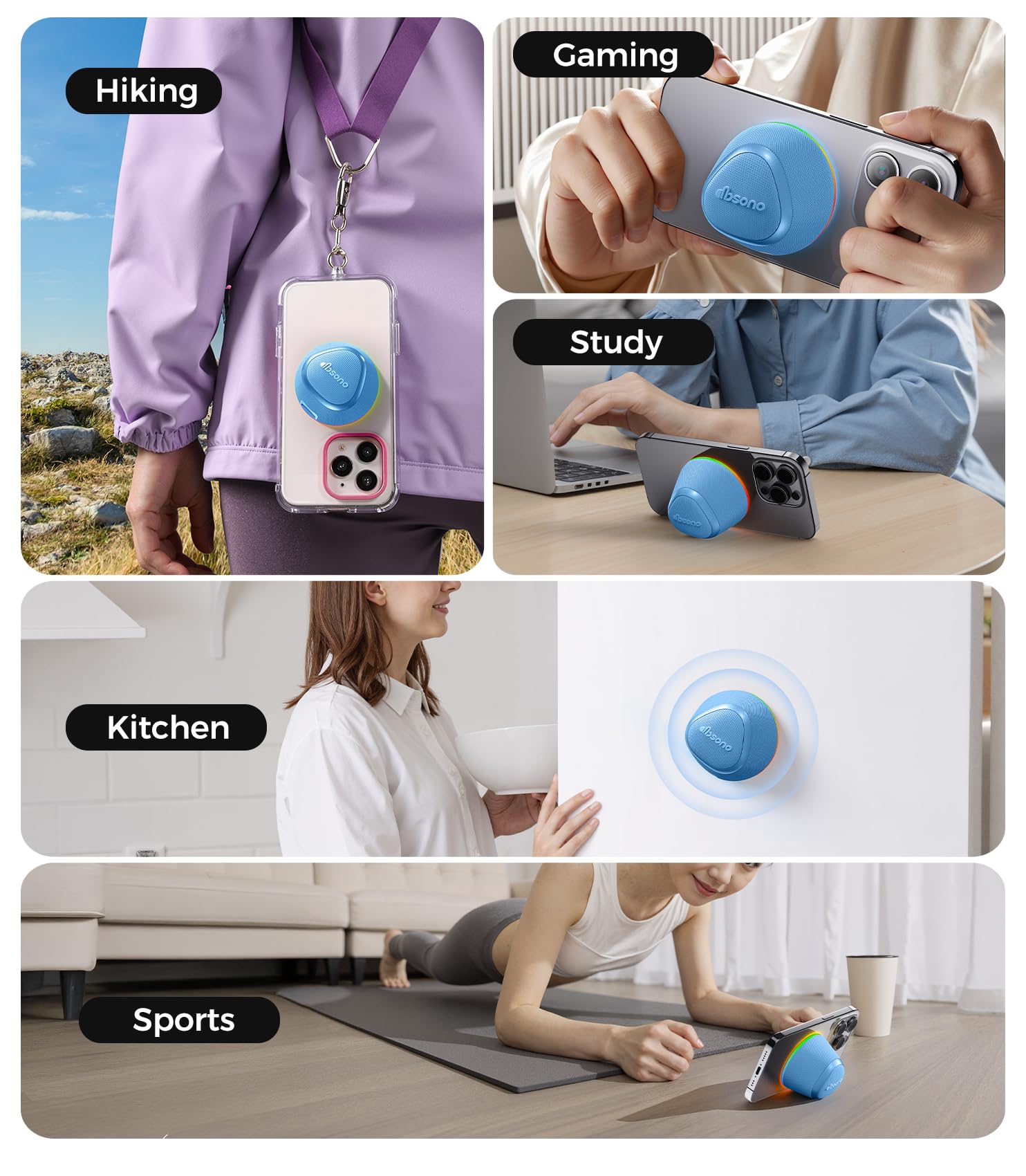 dbsono 2 in 1 Portable Magnetic Bluetooth Speaker, Phone Stand, Blue - dbsono Official Product View 7