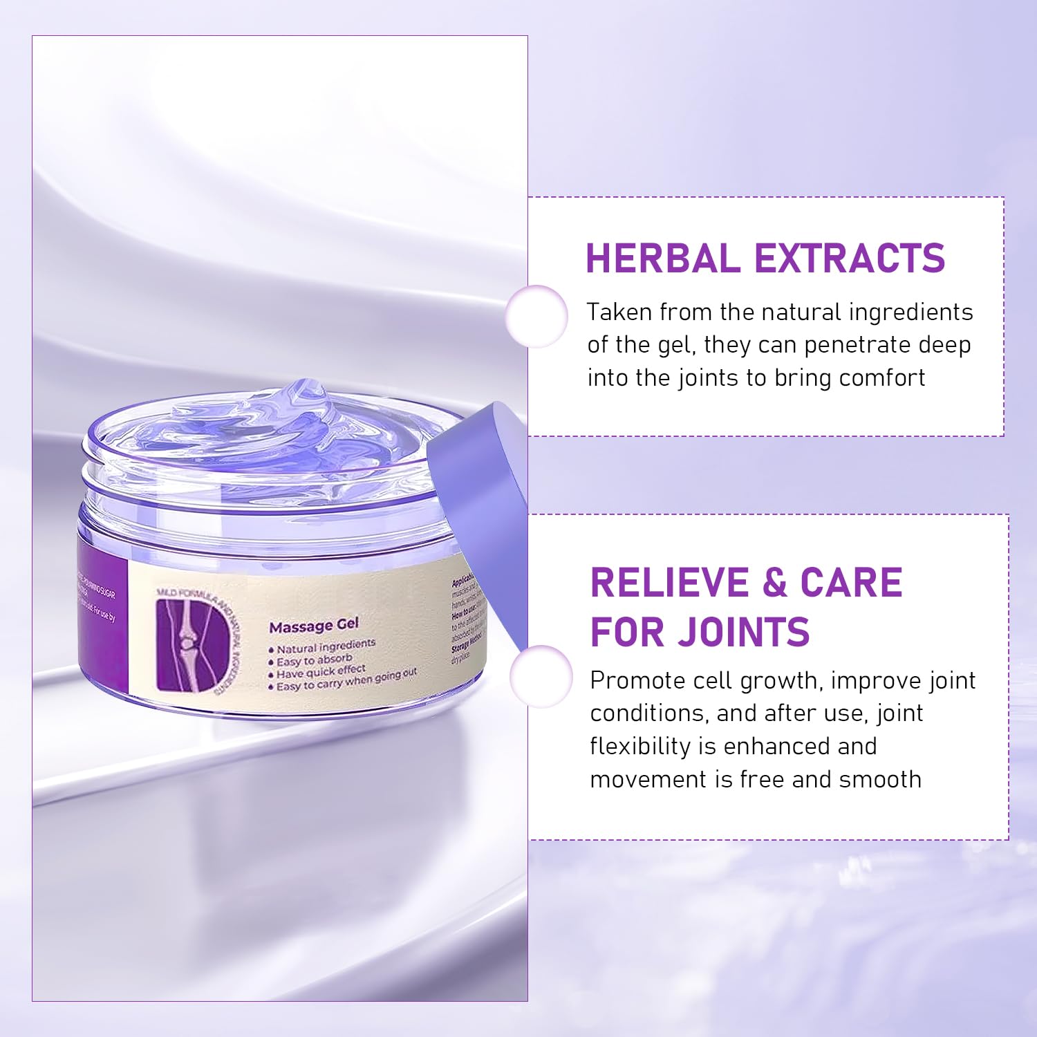 2 PCS Joint Gel Purple Gel, Purple Relief Soothing Massage Cream, Joint Activities Throughout The Body, Effective Soothes for Knees, Hands, Lumbar, Neck and Shoulders