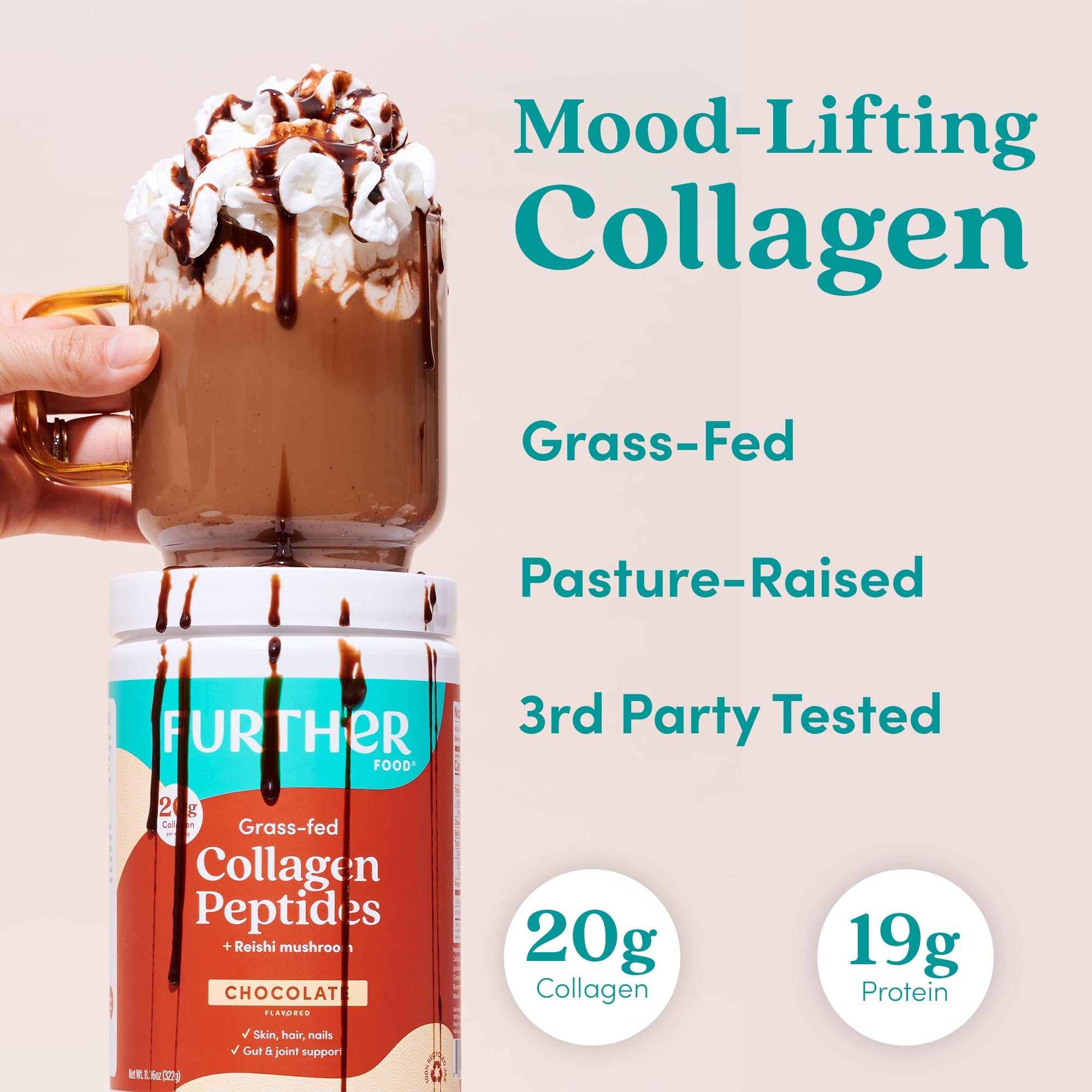 Further Food Chocolate Collagen Peptides Powder 100 Grass - Further Food Official Imagery - 4