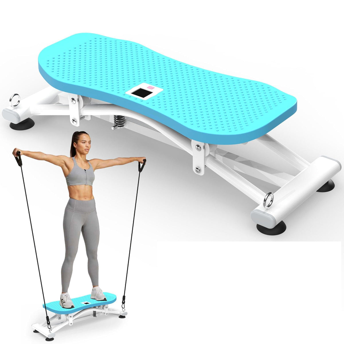 Balance Board with Resistance Bands 300LBS Sliding Ski - HSUFLWS Official Imagery - 1