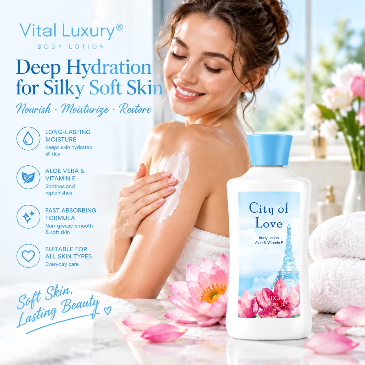 Bath Body Care Travel Set City of Love Scent 3 Piece Set - Vital Luxury Official Imagery - 6