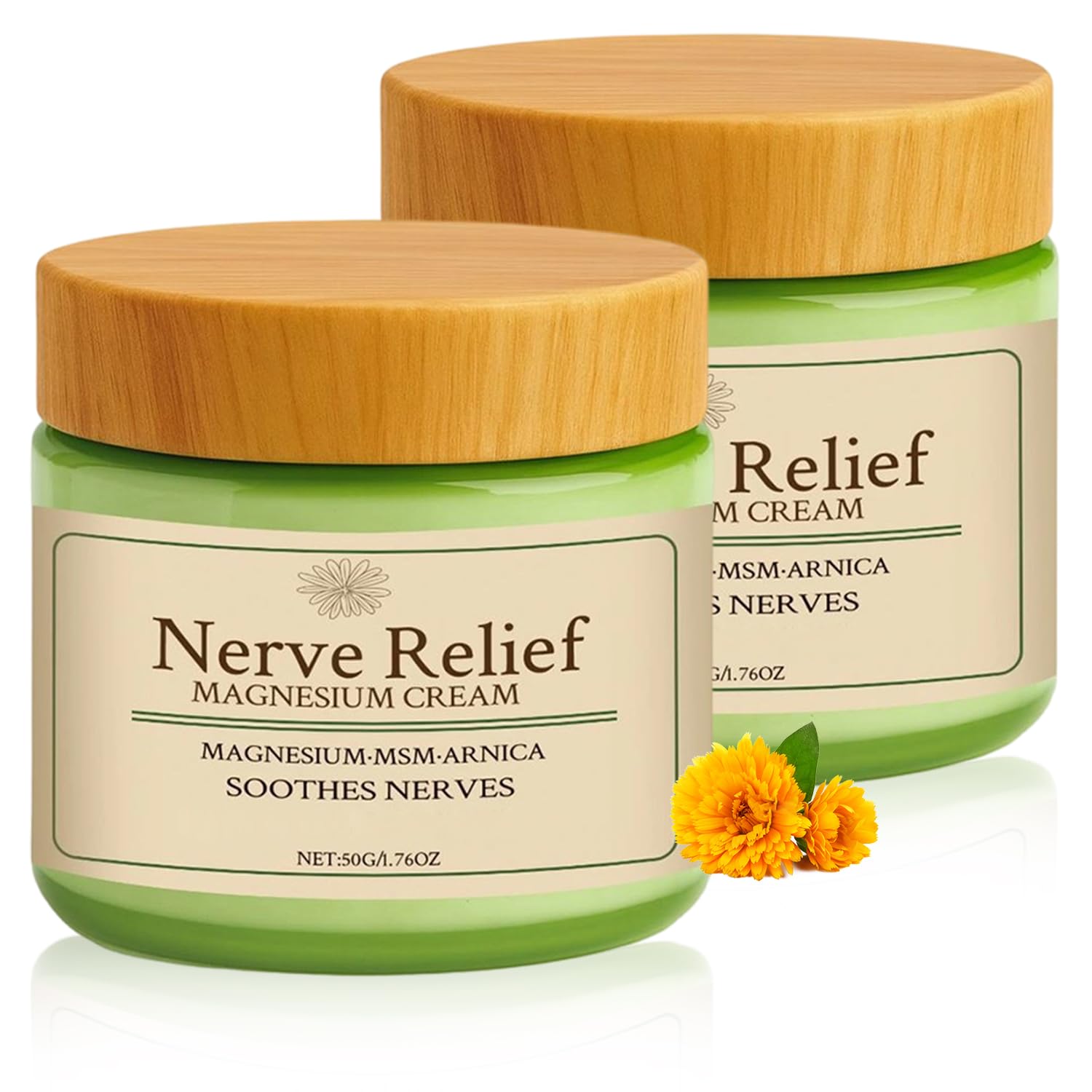 Holyarm 2PCS Nerve Relief Cream, With Msm & Arnica, Total Relief Cream for Muscle Relaxation, Deep Hydrationno Irritation, No Residue, 50g/1.76oz