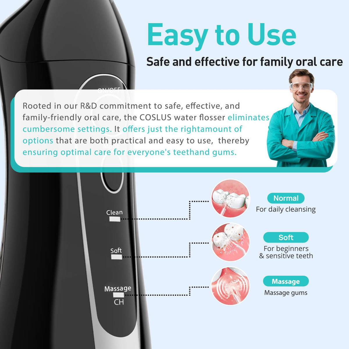 COSLUS ADA Accepted C20 Water Dental Flosser Pick - COSLUS Official Imagery - 5