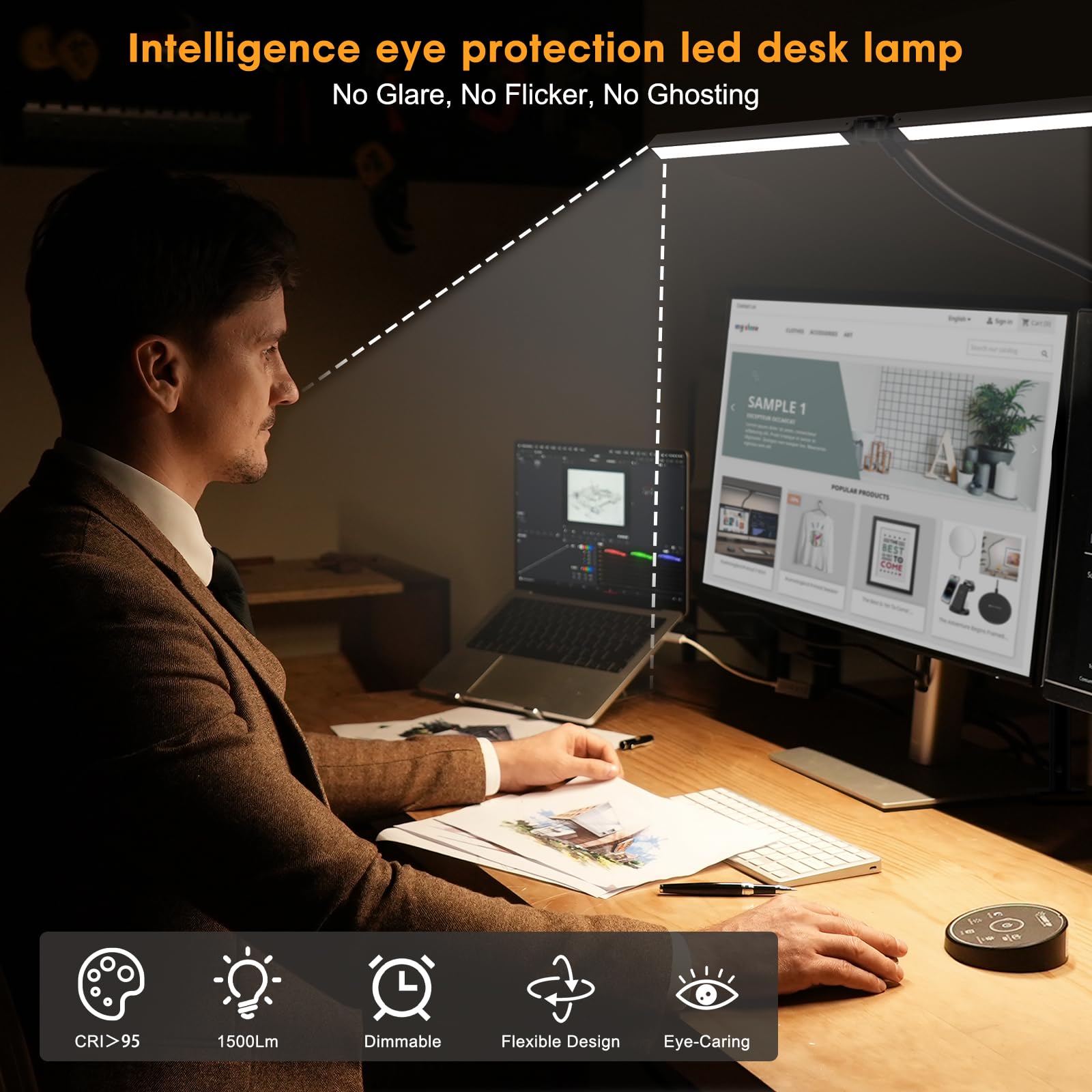 Pzloz Led Desk Lamp for Office Home - Eye Caring Architect lamp with Clamp,Dual - Pzloz Official Product View 4