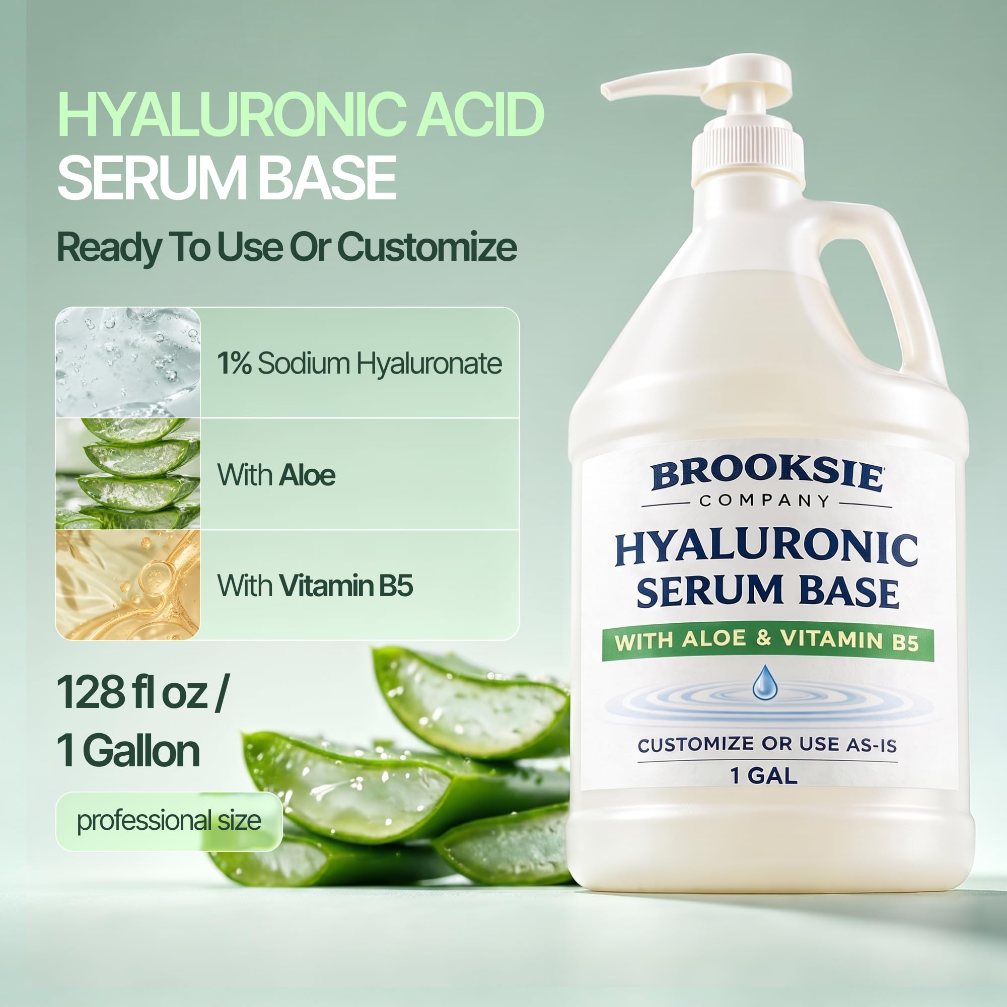 Hyaluronic Acid Serum 1 Gallon With Aloe and Vitamin B5 - Brooksie Naturals Official Imagery - 3