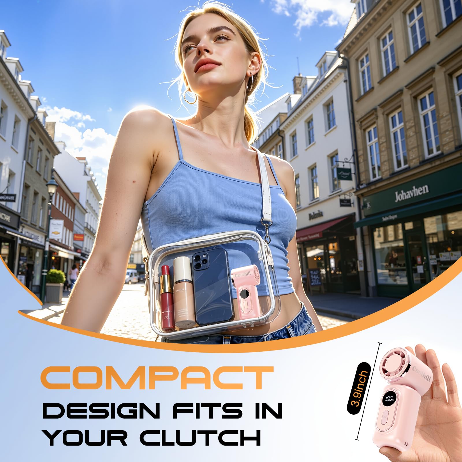 Coolhill Portable handheld Fan Clip-On Mini Fan 3000mAh 5-speed 1 by Coolhill - Angle View 5