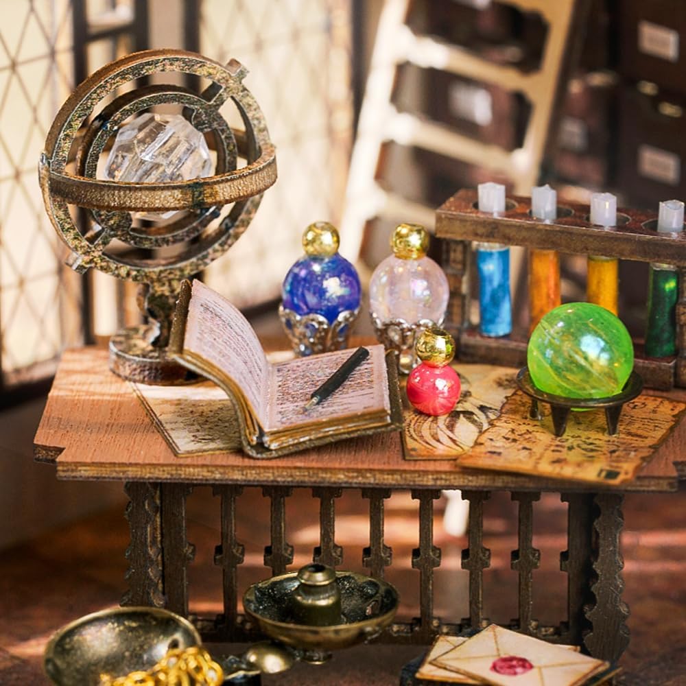 CUTEBEE DIY wooden dollhouse miniature kit with assembled miniature house, detailed interior and exterior features for crafting and display.