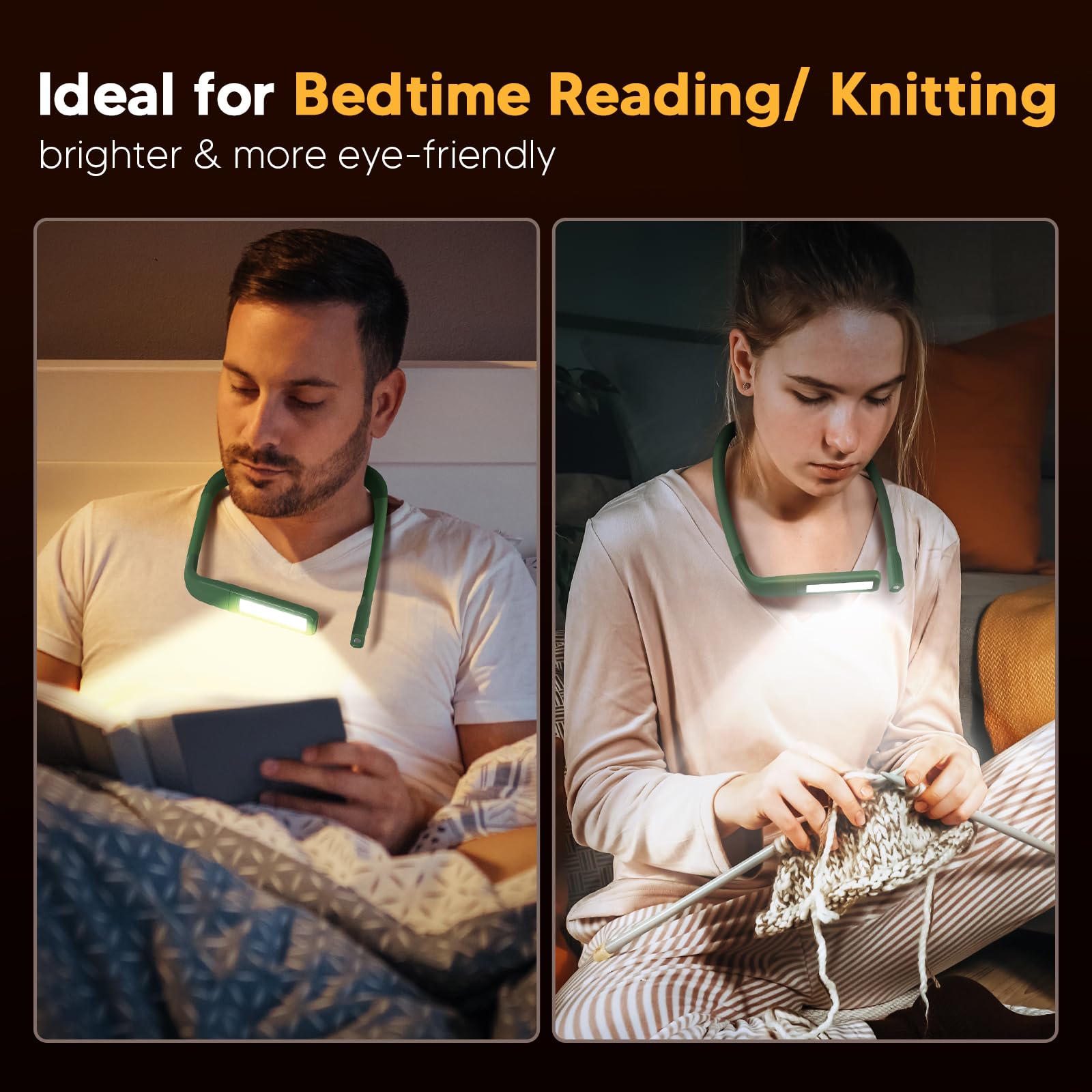EastPin Neck Reading Light, 80-hr Lasting Rechargeable Book Light Wide - View 4