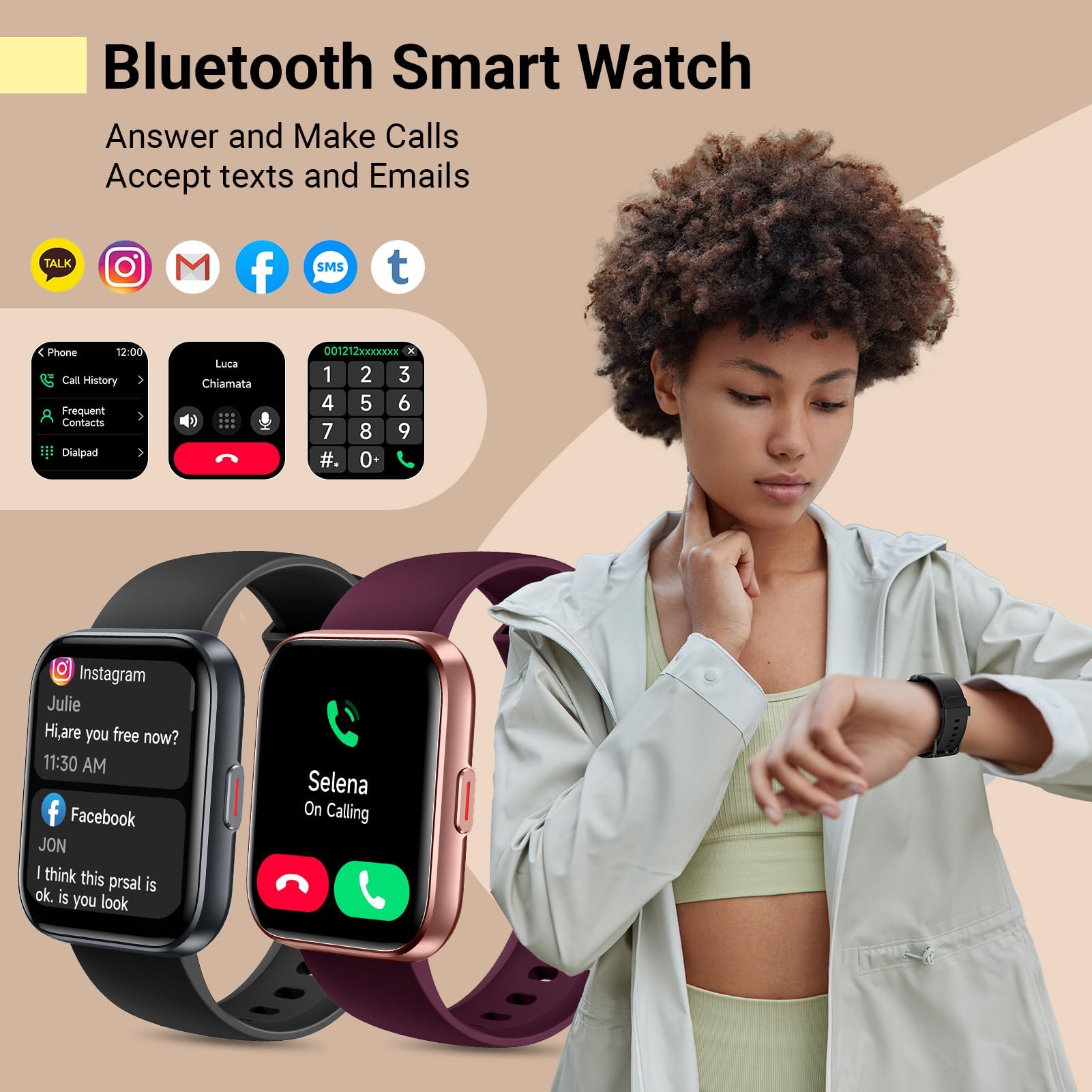 Quican Smart Watches for Women, Smart Watch for Android Phones & iPhon - View 2