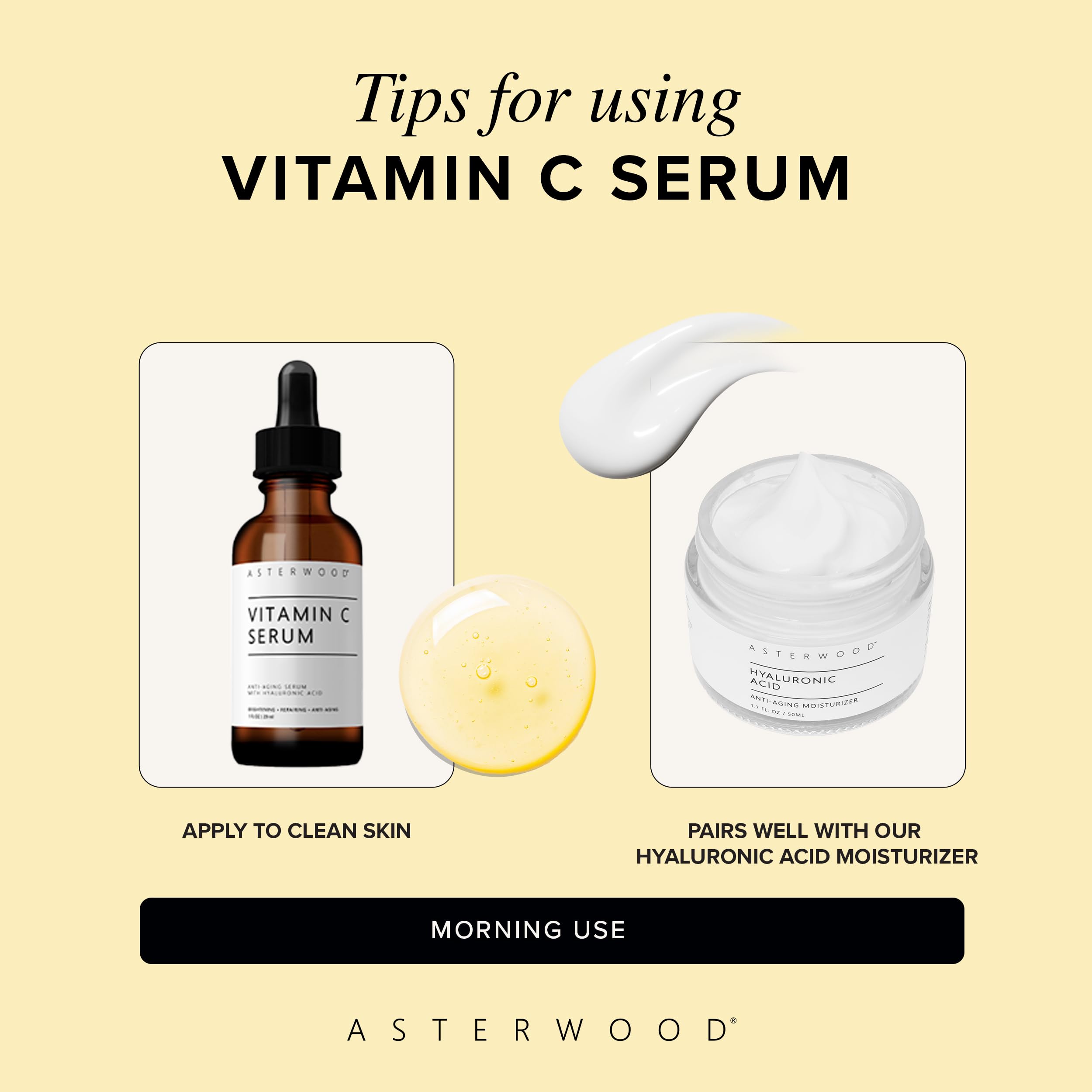Asterwood Vitamin C Serum for Face with Hyaluronic Acid 1 Fl Oz - Asterwood Official Product View 7