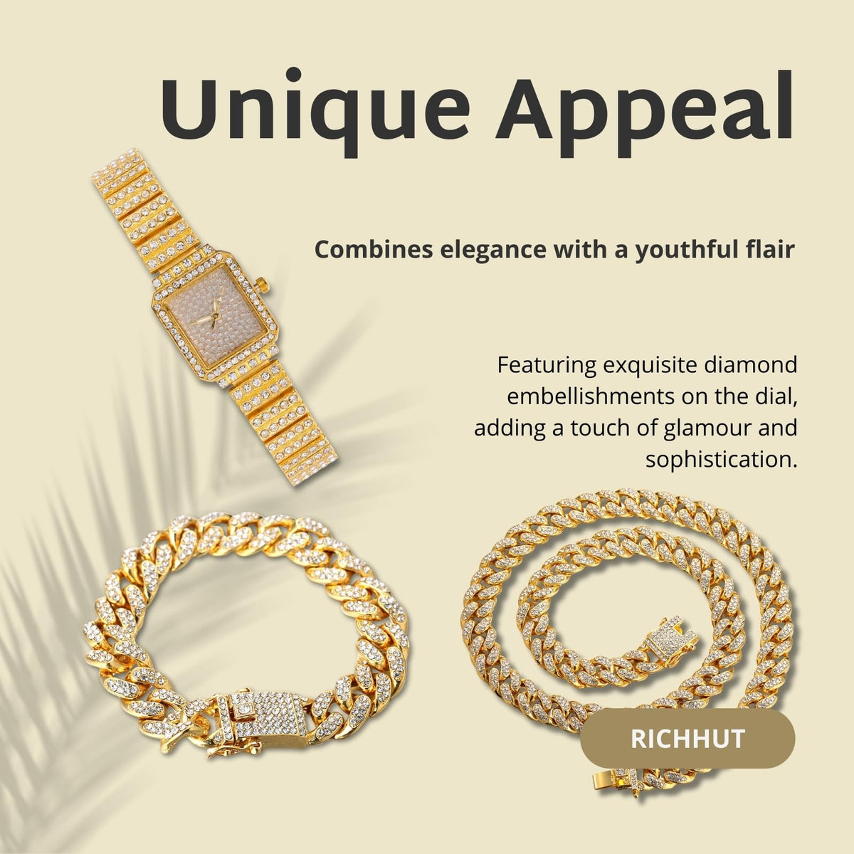 Diamond Watch for Women Iced Out Rectangle Dial 27MM Wide - richhut Official Imagery - 6