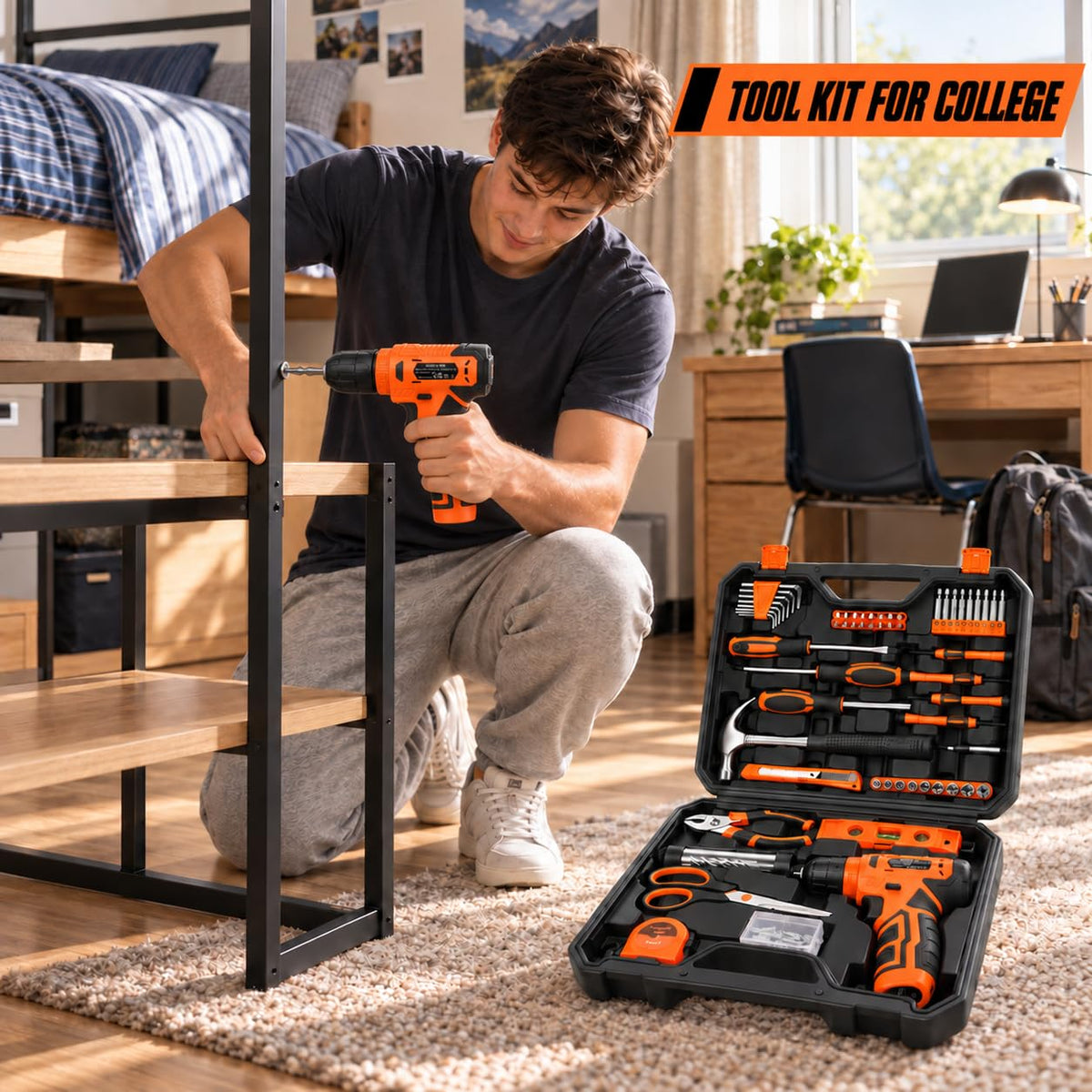 139 Piece Home Tool Kit with 8V Cordless Drill and Storage - Thatool Official Imagery - 3