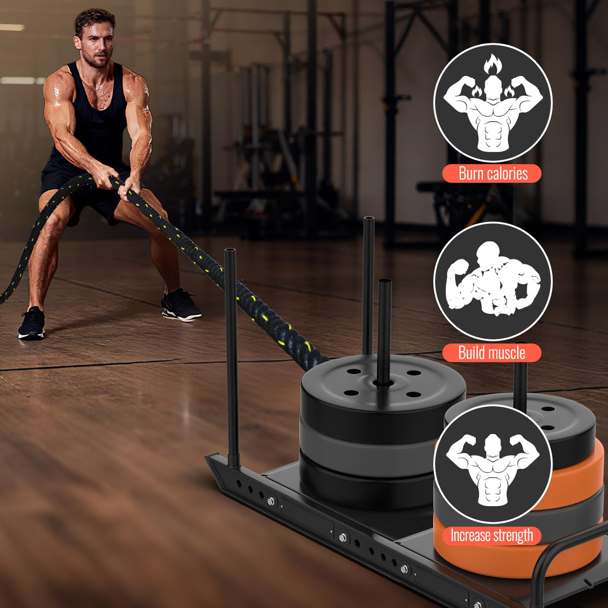 Weight Sled Pulling Rope 15FT 20FT 30FT 40FT 50FT Trainer - Brobantle Official Imagery - 4