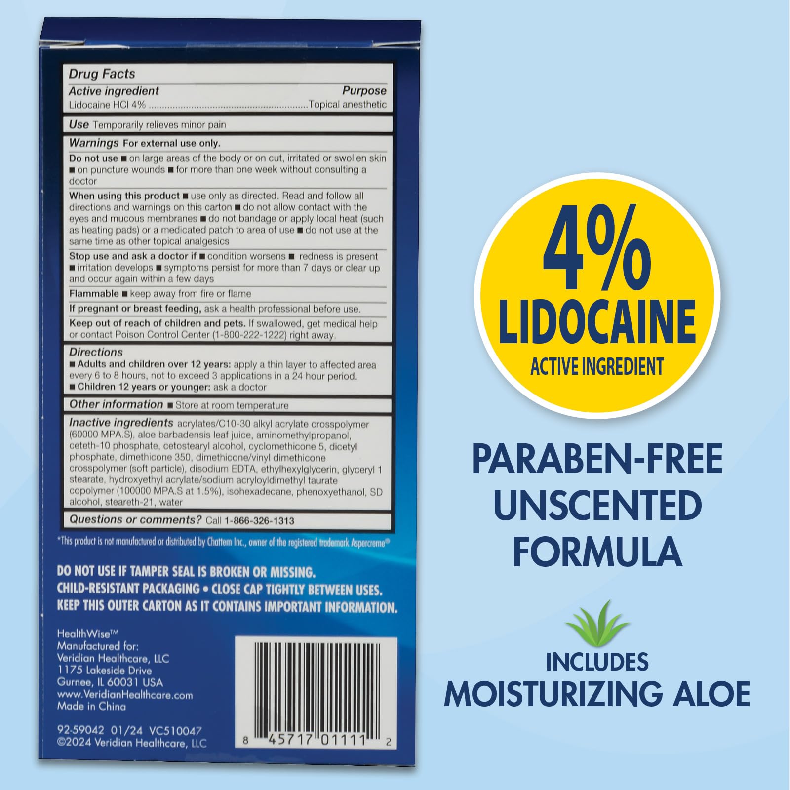 HealthWise 4% Lidocaine Roll-On Pain Relief, 2.5 oz