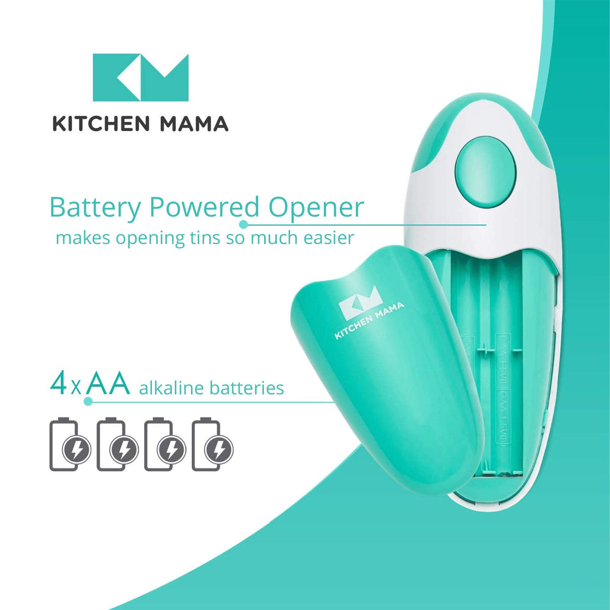 Kitchen Mama Auto Electric Can Opener Battery Operated Teal - Kitchen Mama Official Imagery - 8
