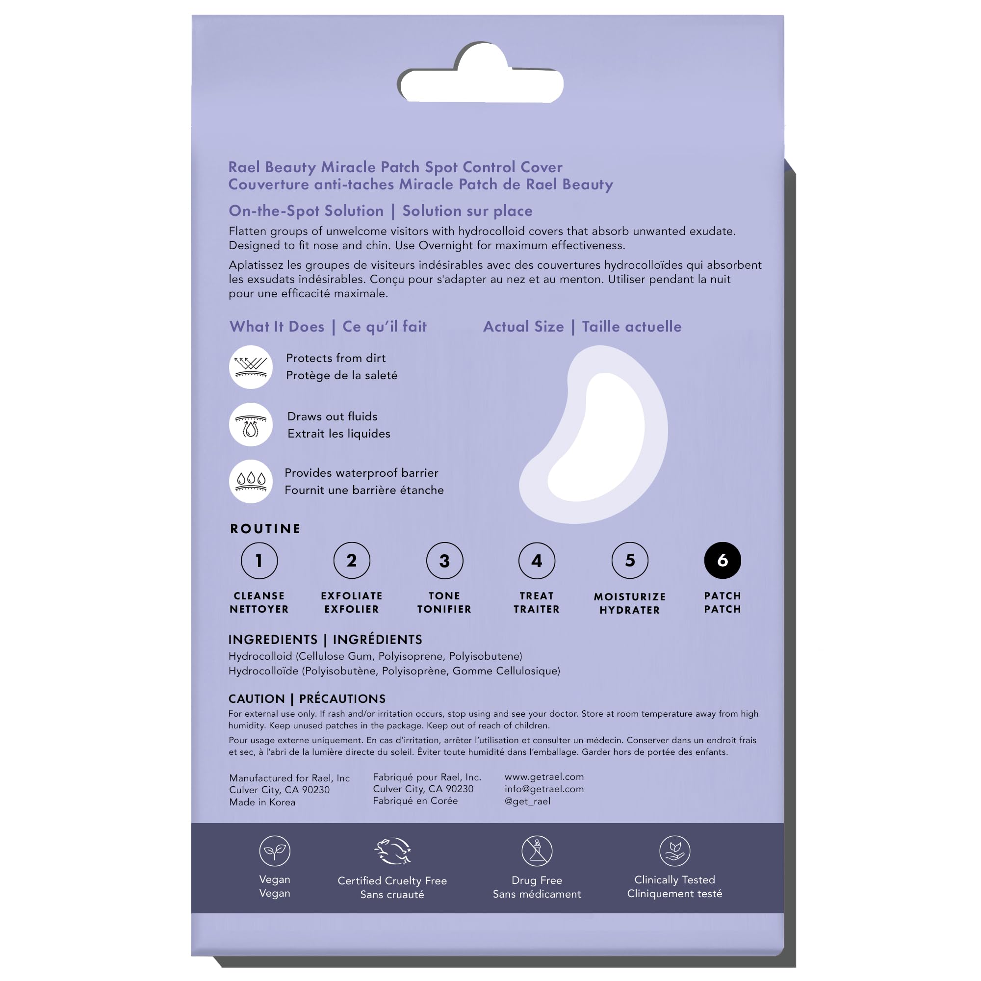 Rael Miracle Spot Control Cover Hydrocolloid Strips Pimple - Rael