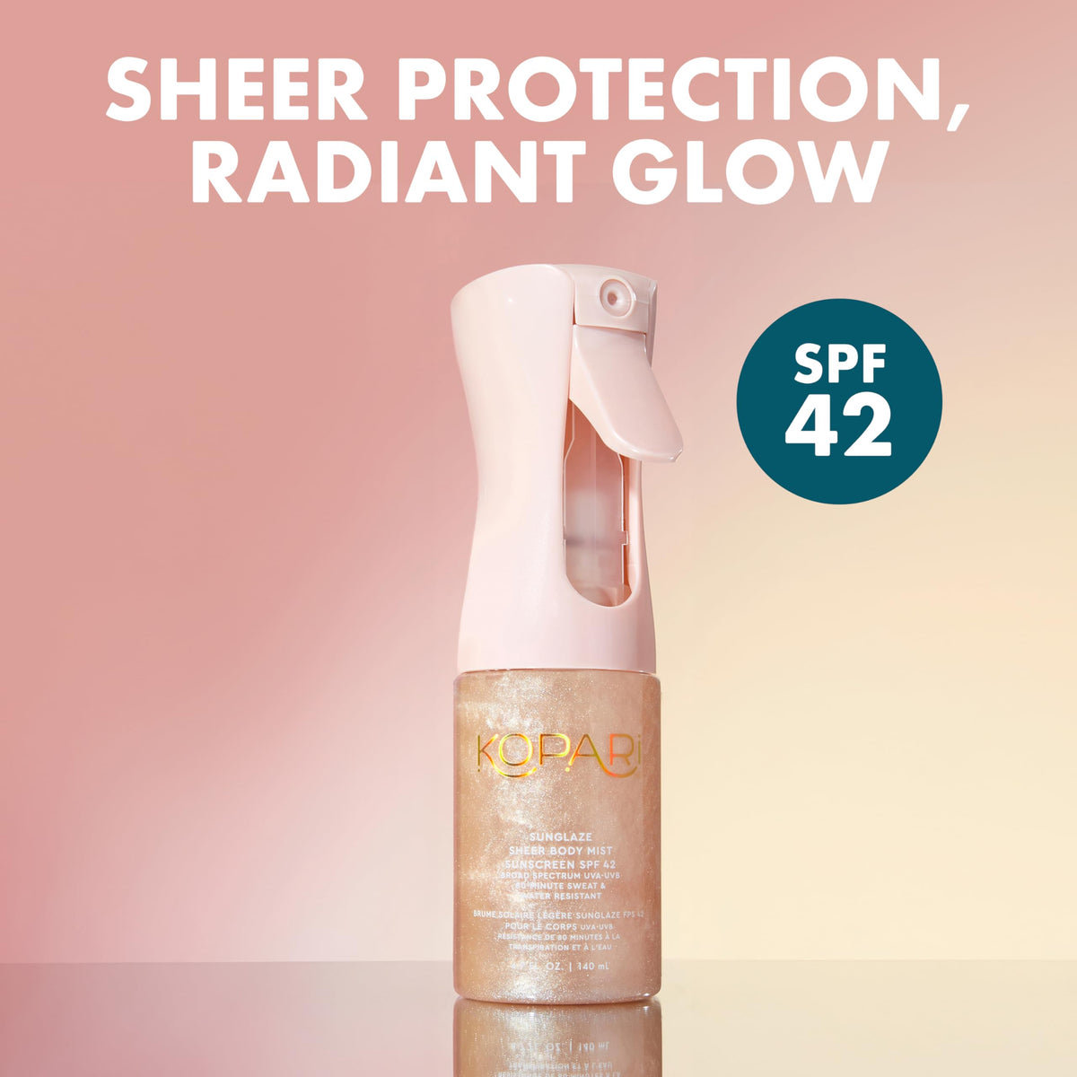 Kopari Rose Gold Sunglaze Sheer Body Mist Sunscreen SPF 42 - Kopari Official Imagery - 3