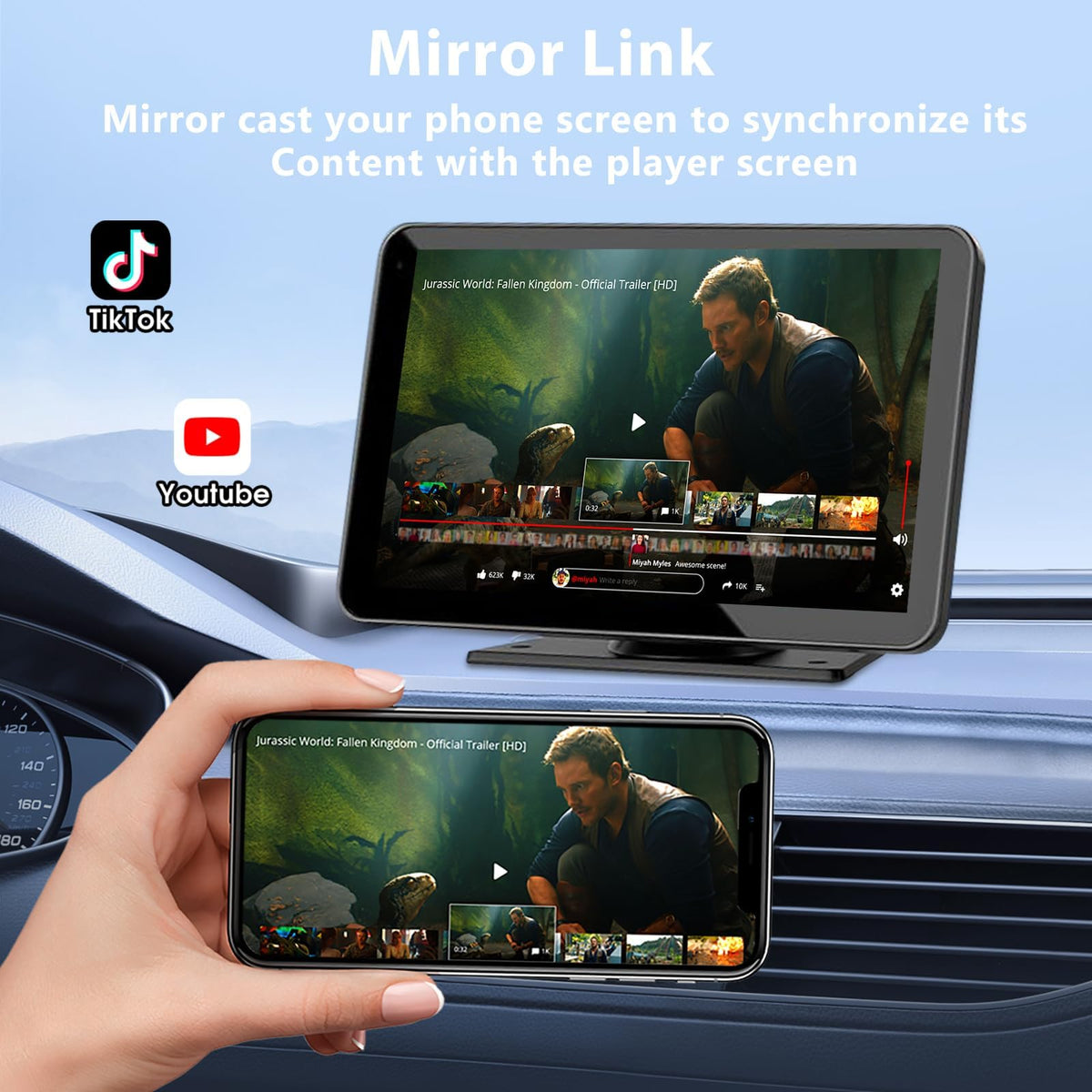 Carplay Screen for Car 7 HD Wireless Portable Car Play - Kiswuren Official Imagery - 6