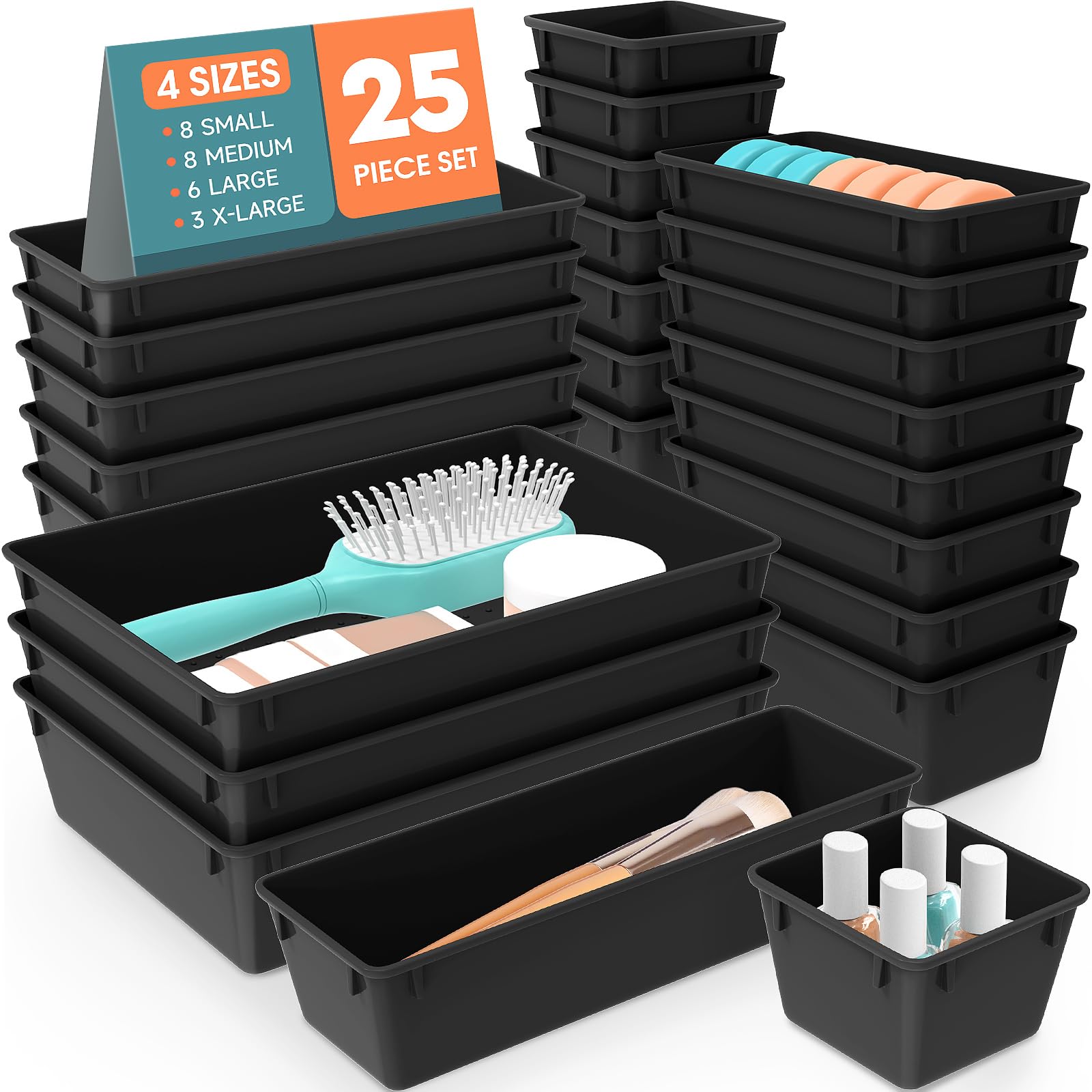 25 PCS Clear Plastic Drawer Organizer, Makeup Organizers and Storage Bins - WOWBOX Official Product View 8